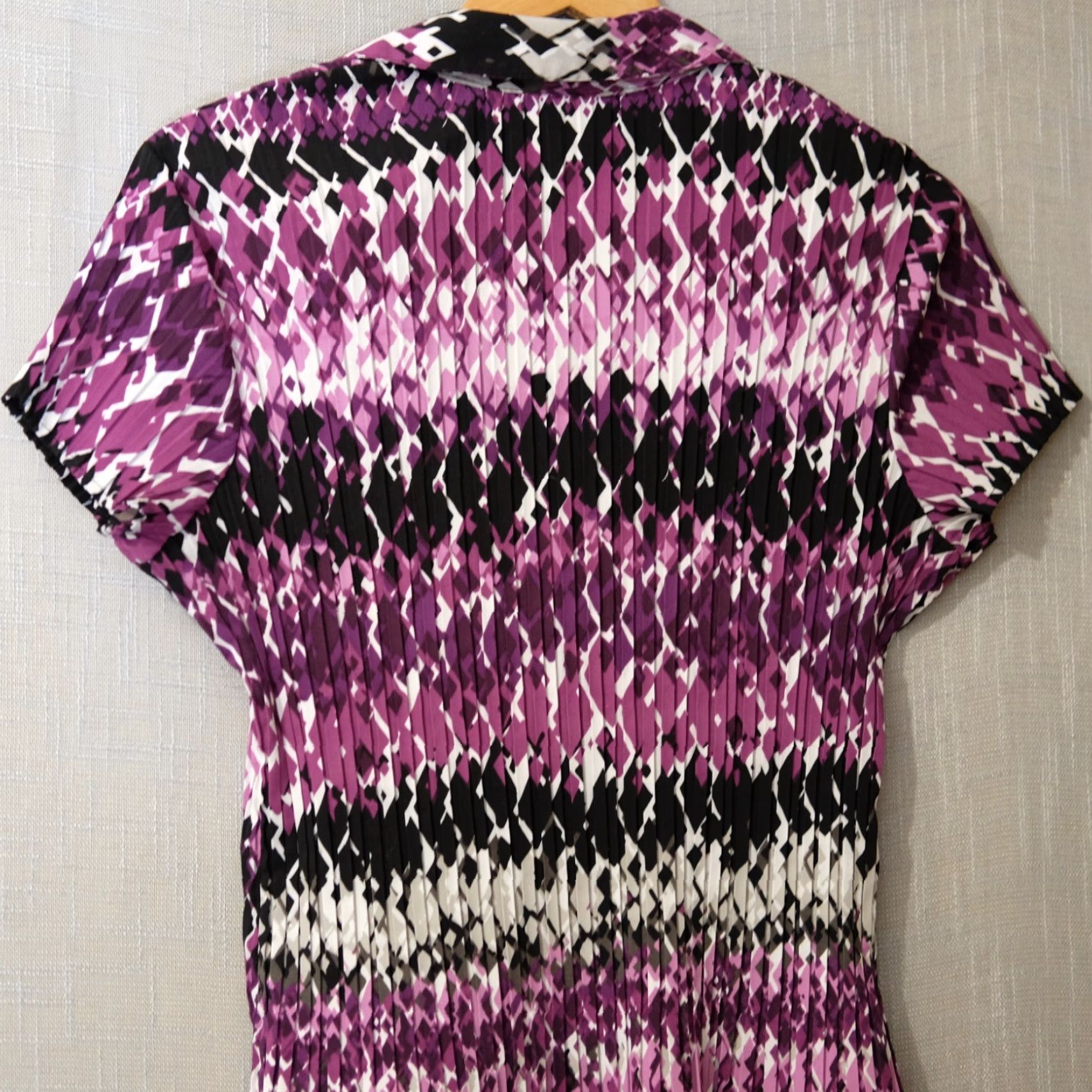 Vintage VINTAGE Apt 9 Crinkle Shirt Black/White/Grey/Purple Stretch Women's XL #H97-16 Size XL / US 12-14 / IT 48-50 - 5 Thumbnail