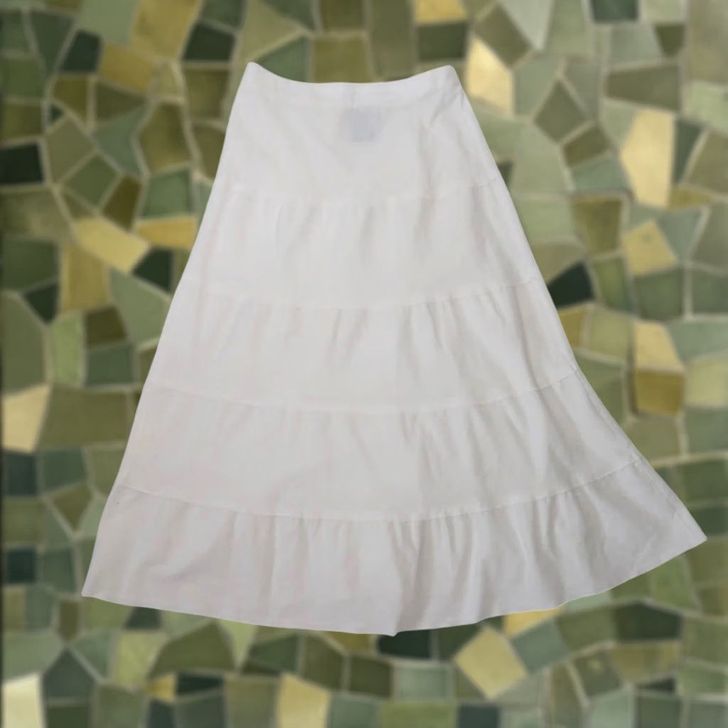 Etro VINTAGE Metro Wear Skirt Midi Peasant Linen Rayon White S Women Bohemian 90s Hippie Spring Summer Size 28" / US 6 / IT 42 - 1 Thumbnail