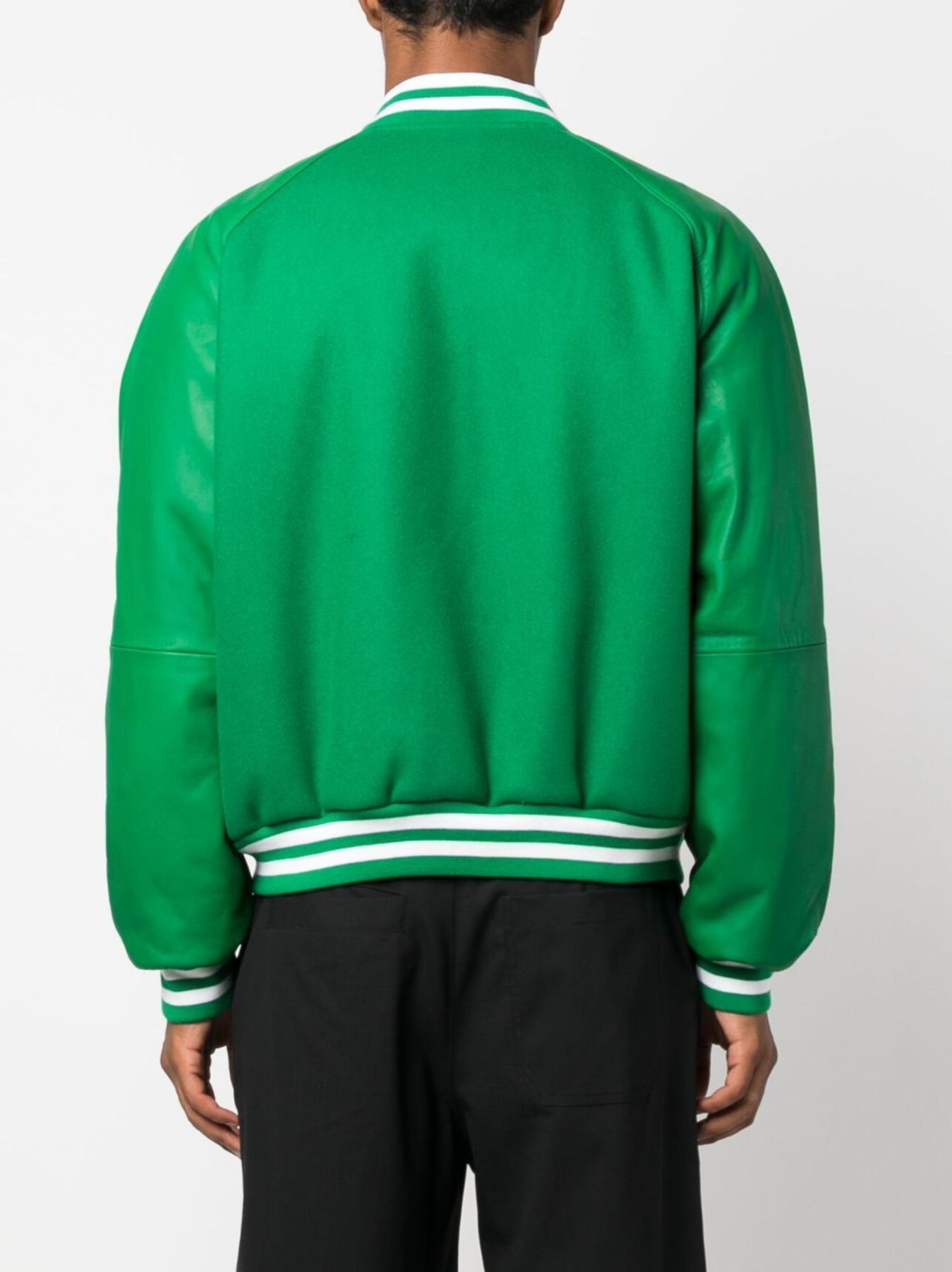 Bally o1y1224 Embossed Logo Leather Bomber Jacket in Green/White Size US M / EU 48-50 / 2 - 4 Thumbnail