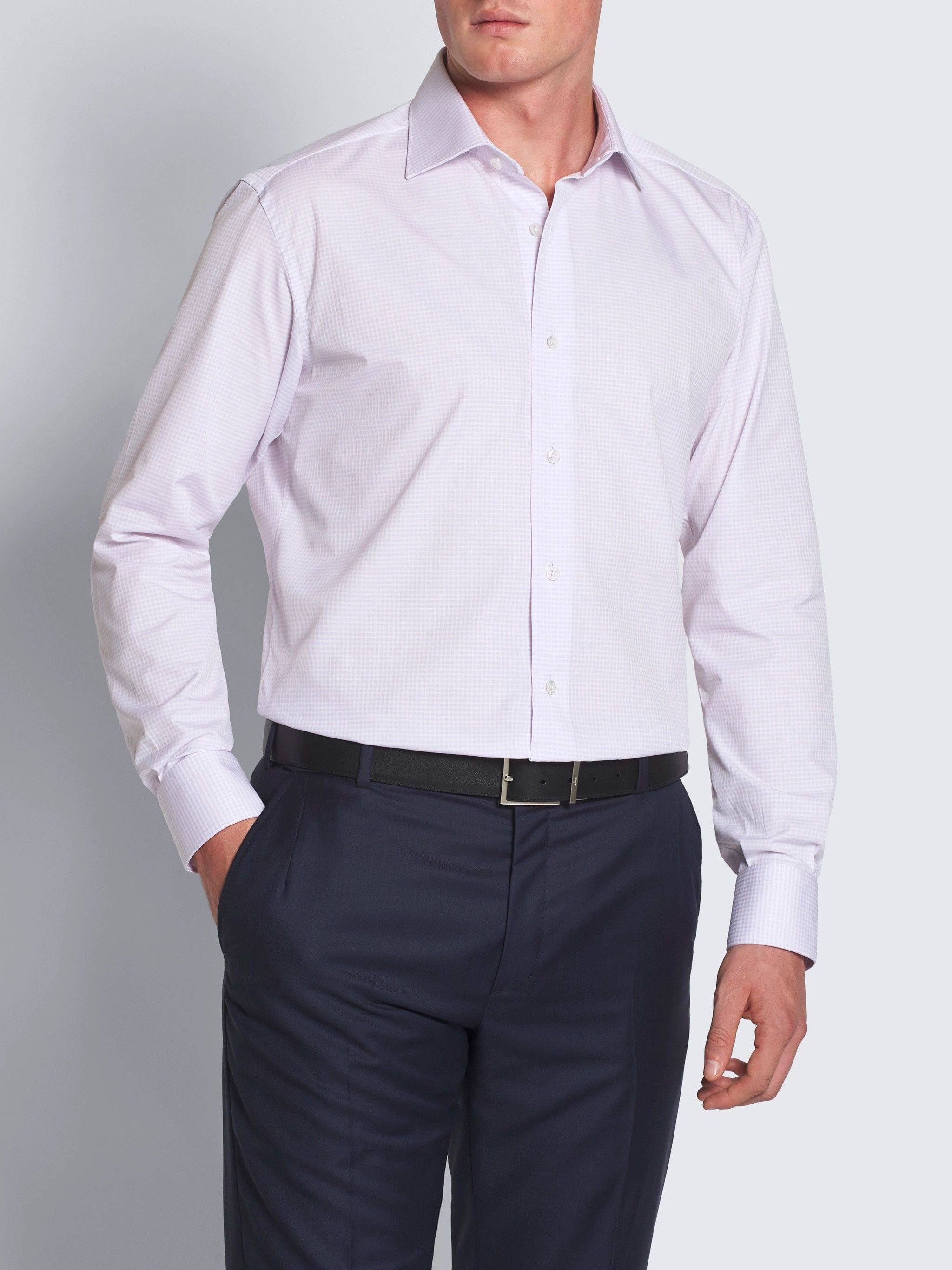 Brioni Brioni Lilac And White Micro-Checked Ventiquattro Size US M / EU 48-50 / 2 - 2 Thumbnail