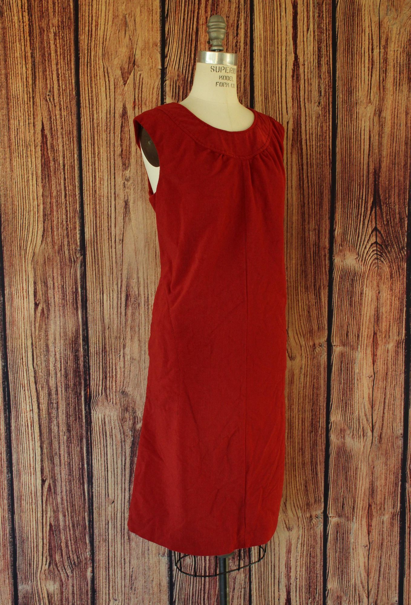 Vintage Vintage 1980s Dress With Pockets, Red Corduroy Shaker Sport Size M / US 6-8 / IT 42-44 - 5 Thumbnail