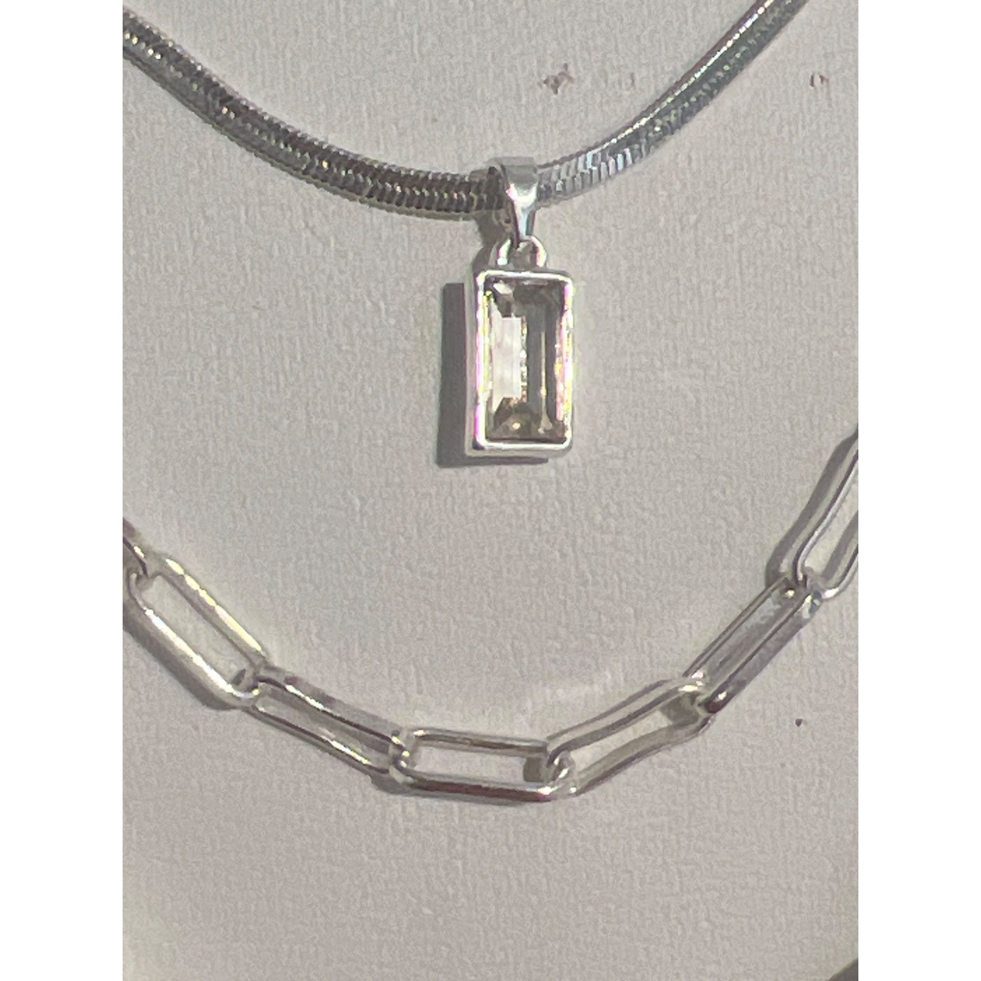 Other Mixit Silver Plated Layered Necklace Multi Chain Clear Rhine Size ONE SIZE - 3 Thumbnail