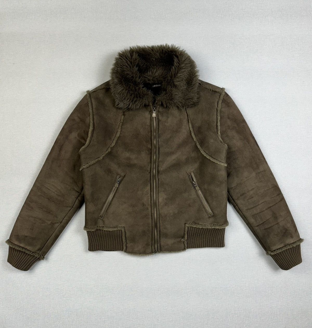 Japanese Brand Evissa fur faux details vintage cropped women’s jacket Size L / US 10 / IT 46 - 1 Thumbnail