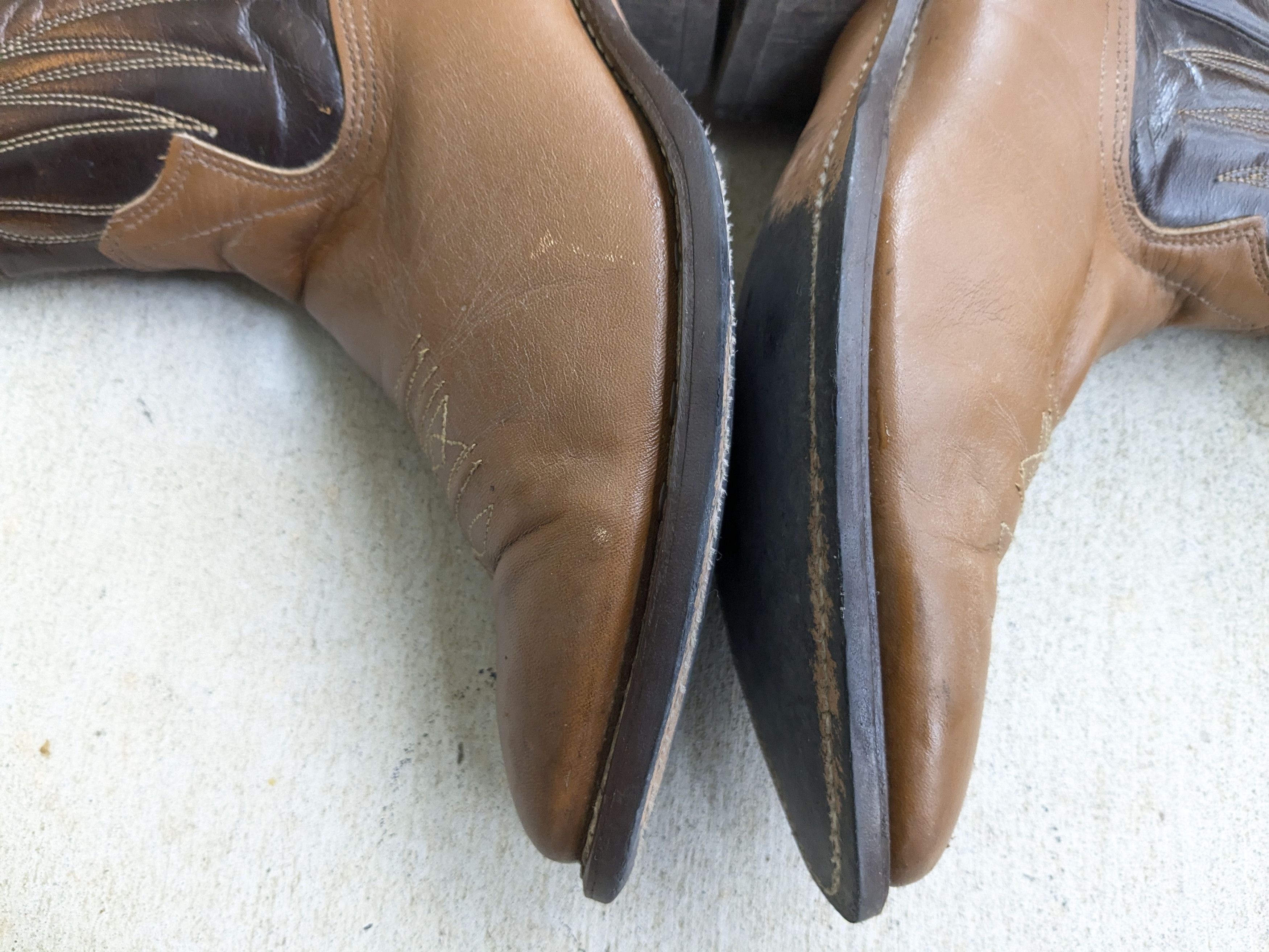 Genuine Leather Texas Cowboy Boots Brown Tan 9.5 D Leather Tan Size US 9.5 / EU 42-43 - 13 Thumbnail