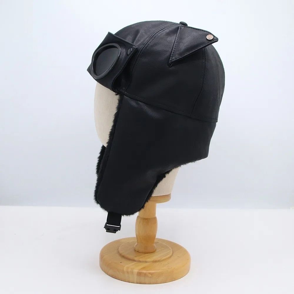 Other Retro Bomber PU Leather Fluff Pilot Hat Size ONE SIZE - 2 Thumbnail
