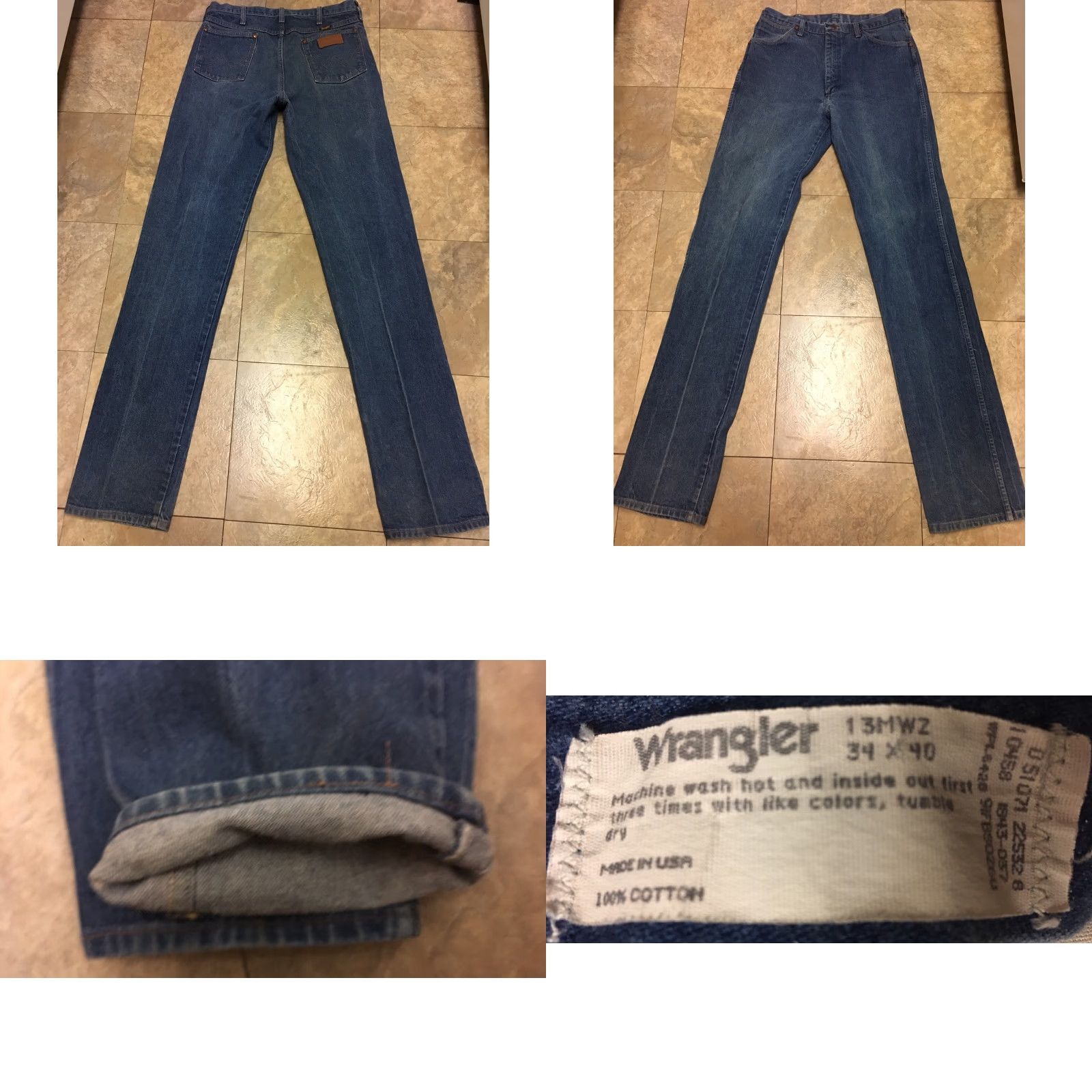 Wrangler VINTAGE Wrangler Jeans Made In USA 34 40 Classic Straight Leg Denim 5-Pocket 13MWZ Mens Blue Jeans High Rise 40 Inseam Size US 34 / EU 50 - 8 Thumbnail