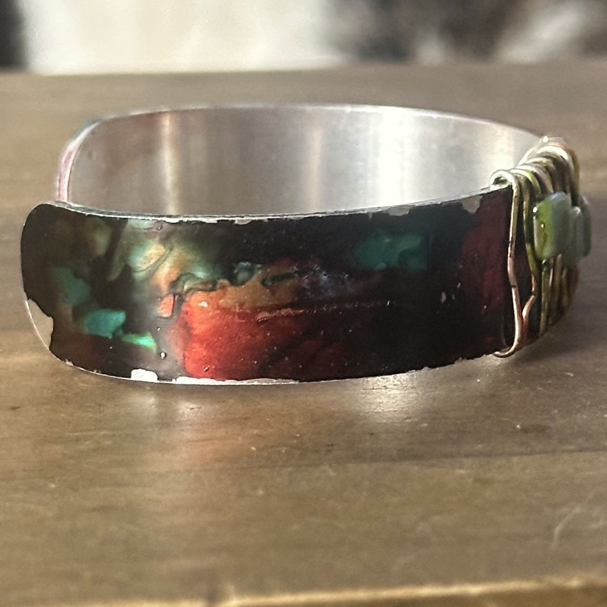 Other Handmade tie dye wire wrapped bead bangle cuff bracelet Size ONE SIZE - 7 Thumbnail
