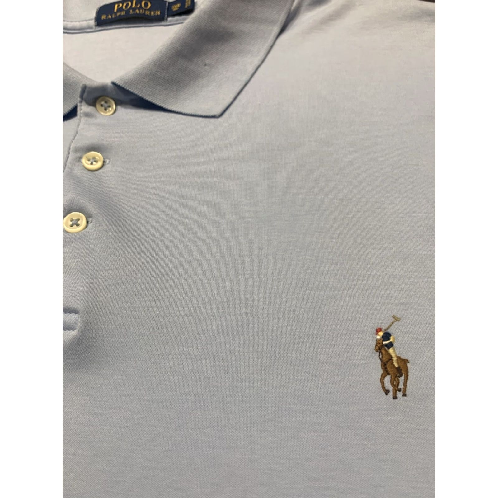 Ralph Lauren Ralph Lauren Polo Golf Shirt Mens 3XB Big & Tall Short Sleeve Cotton Knit Blue Solid Embroidered Logo Pony Vintage: No Size US XXL / EU 58 / 5 - 2 Thumbnail