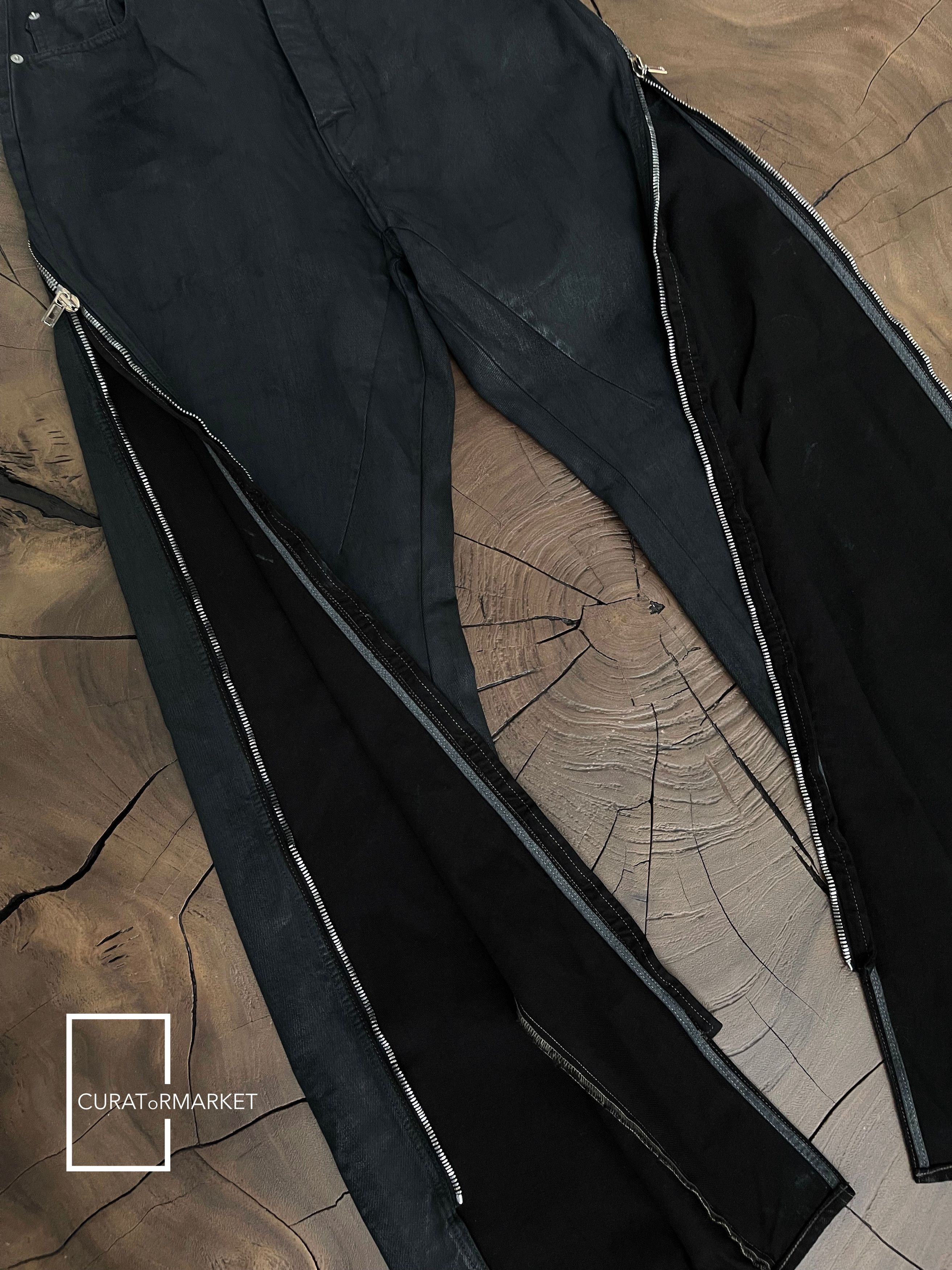 Rick Owens Runway Waxed Bolan Banana Denim Zipper Seam Jeans SS24 Lido Size US 32 / EU 48 - 12 Thumbnail