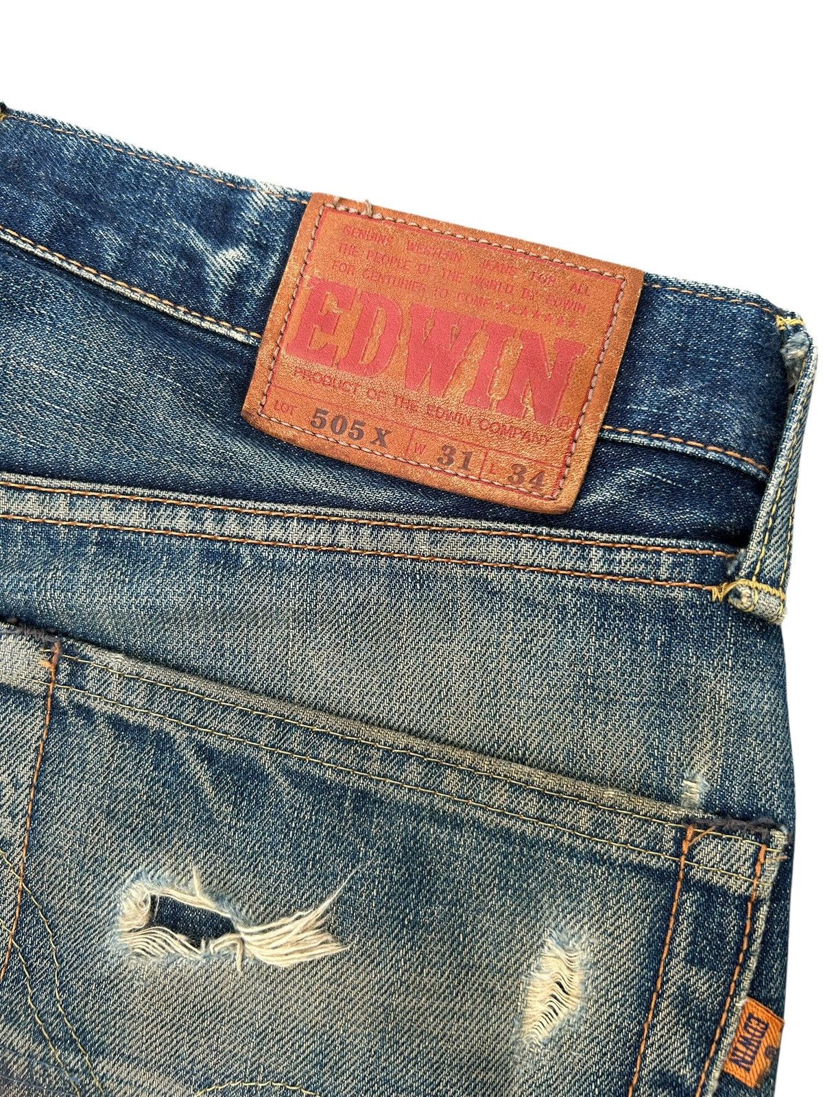 Kapital VINTAGE EDWIN 505X SELVEDGE RUSTY DISTRESSED DENIM JEANS Size US 32 / EU 48 - 15 Thumbnail