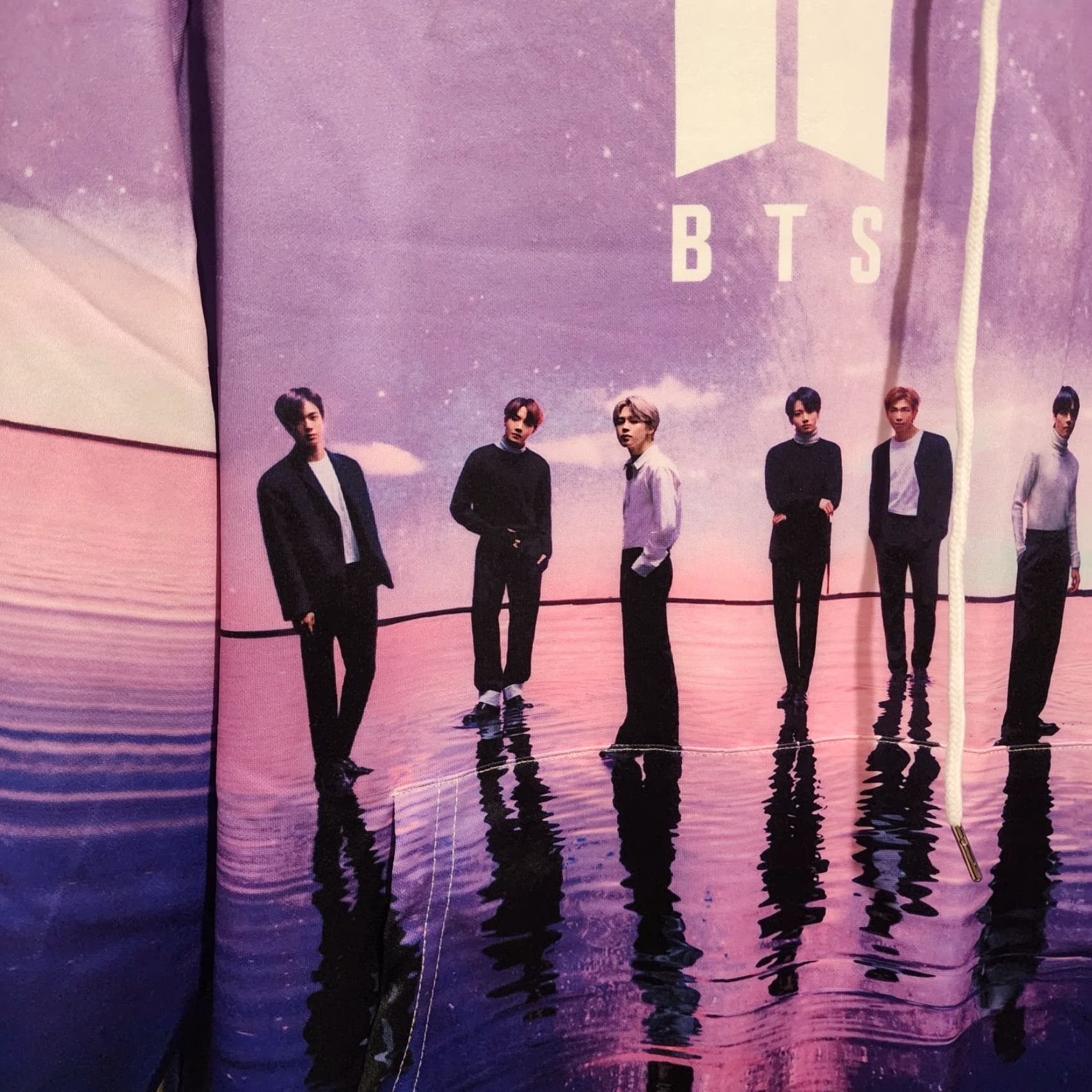 Pinko NWOT BTS Band Purple Pink Long Sleeve Hoodie Sweatshirt Water Polyester Sz S Unisex Adults Regular Hooded Pullover Sweatshirt Winter Fall Spring Size US S / EU 44-46 / 1 - 2 Thumbnail