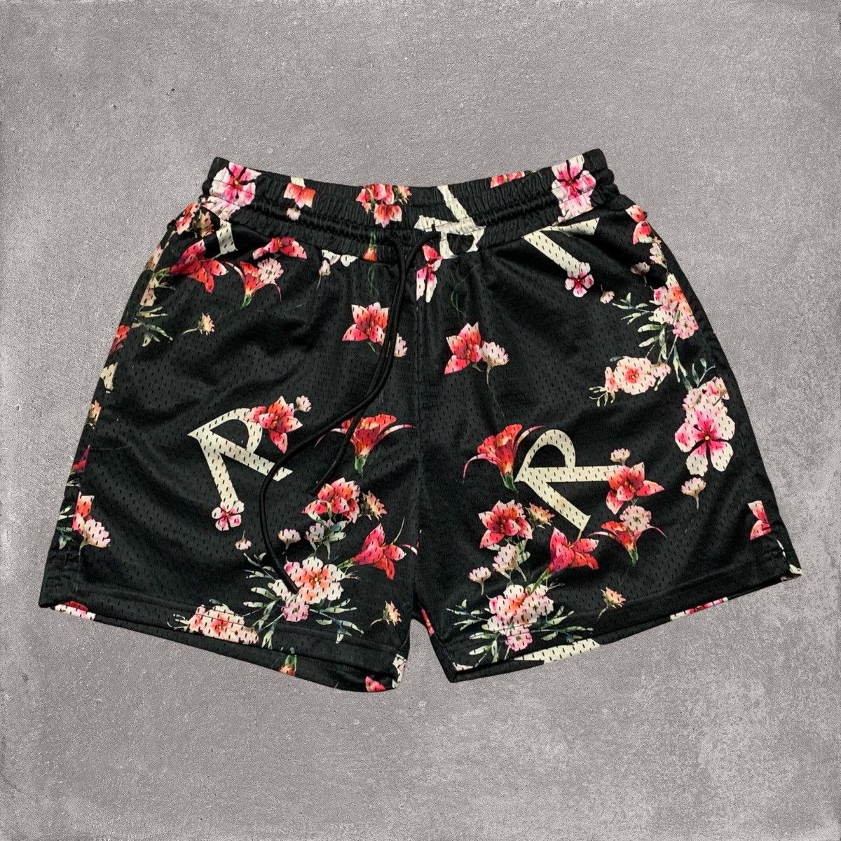 Represent Small Shorts Black Mesh Floral Bottoms