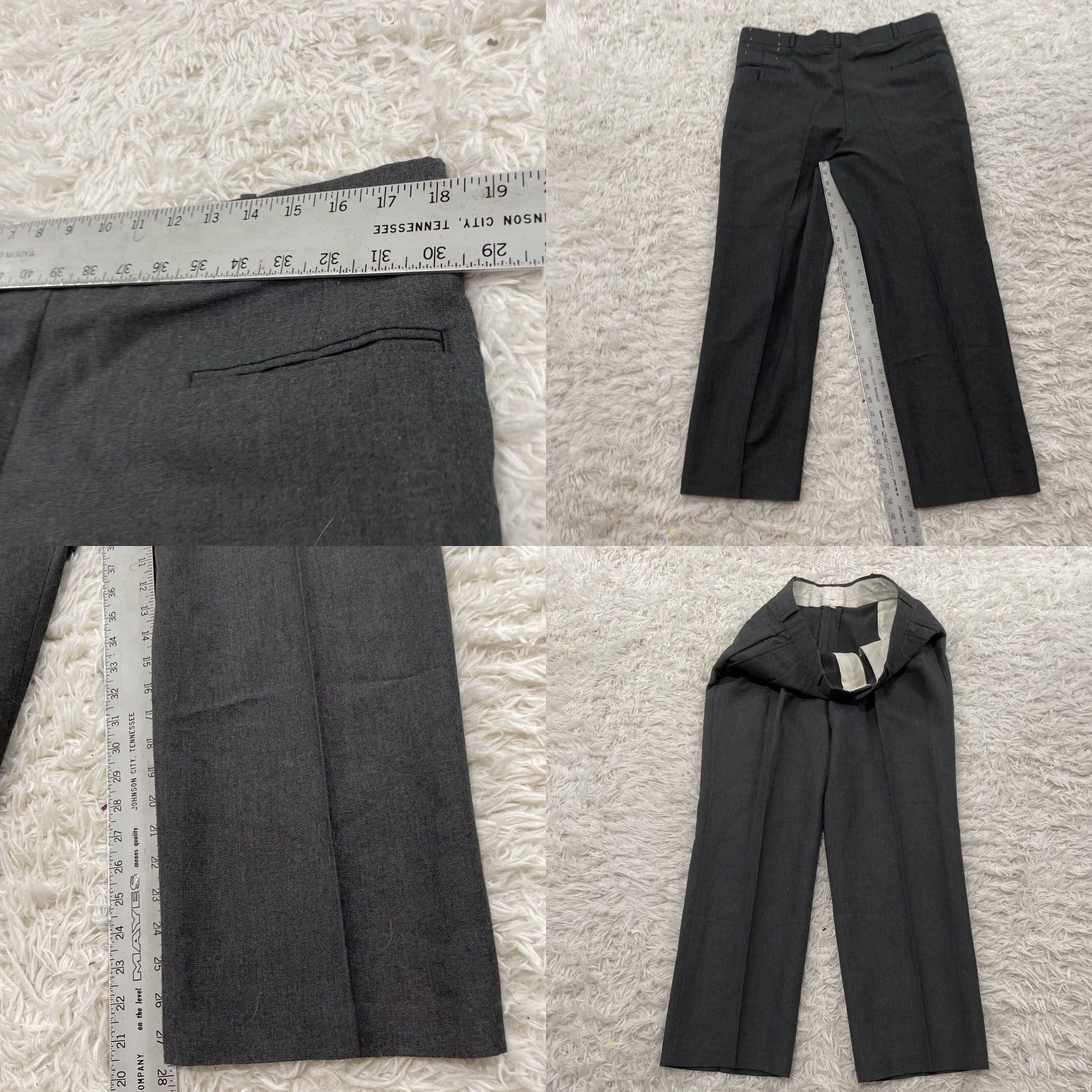 Vintage VINTAGE Pleated Wool Dress Pants Men 36x28 Gray Made USA Business Formal Trousers Size 36R - 8 Thumbnail