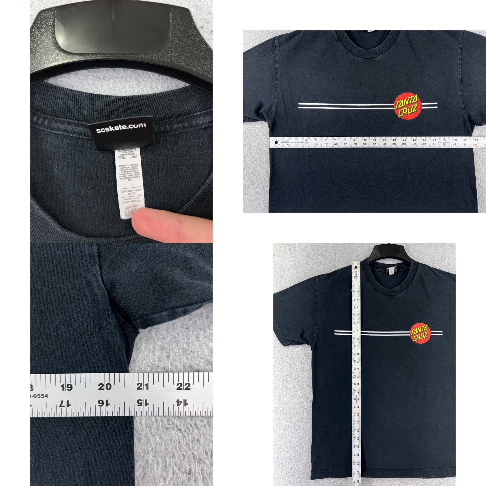 Vintage VINTAGE Santa Cruz Shirt Adult Large Black Round Logo Short Sleeve Crew Neck FADED 90s Mens Size US L / EU 52-54 / 3 - 8 Thumbnail
