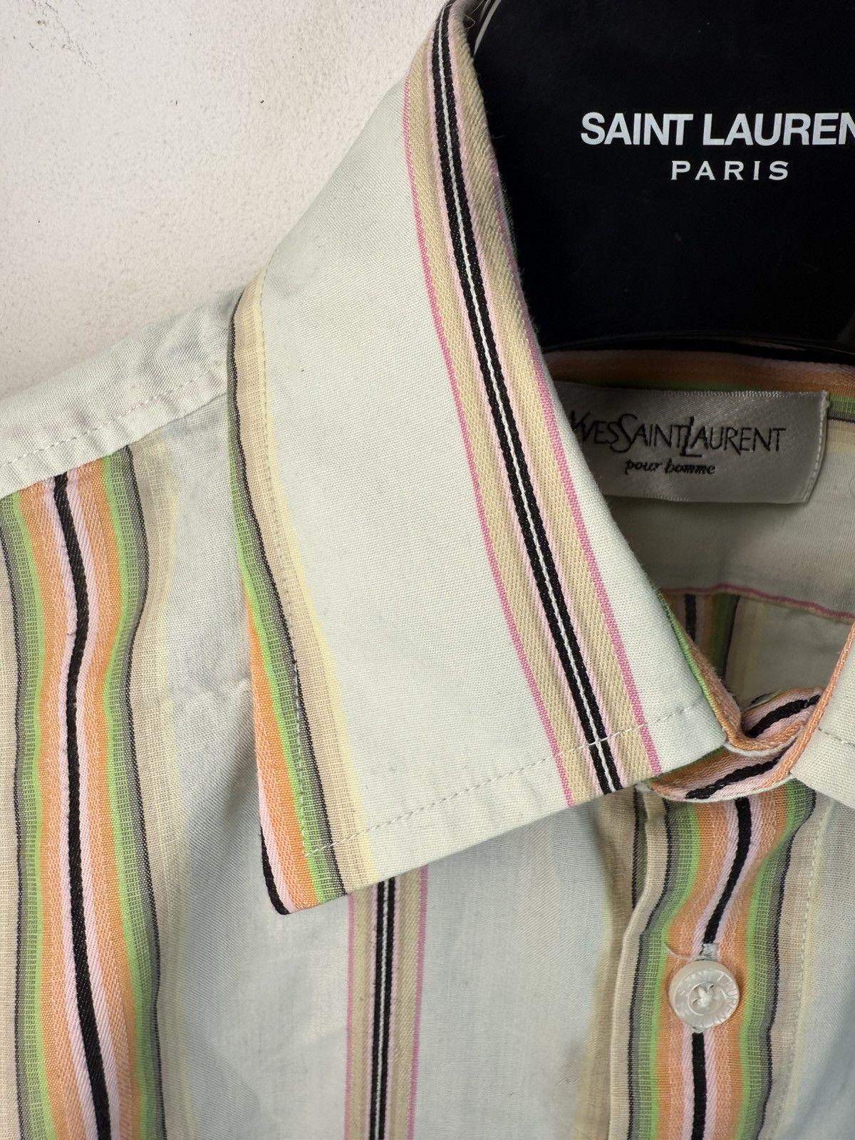 Multicolor YSL Shirt Short Sleeve Button Up Collar Vintage
