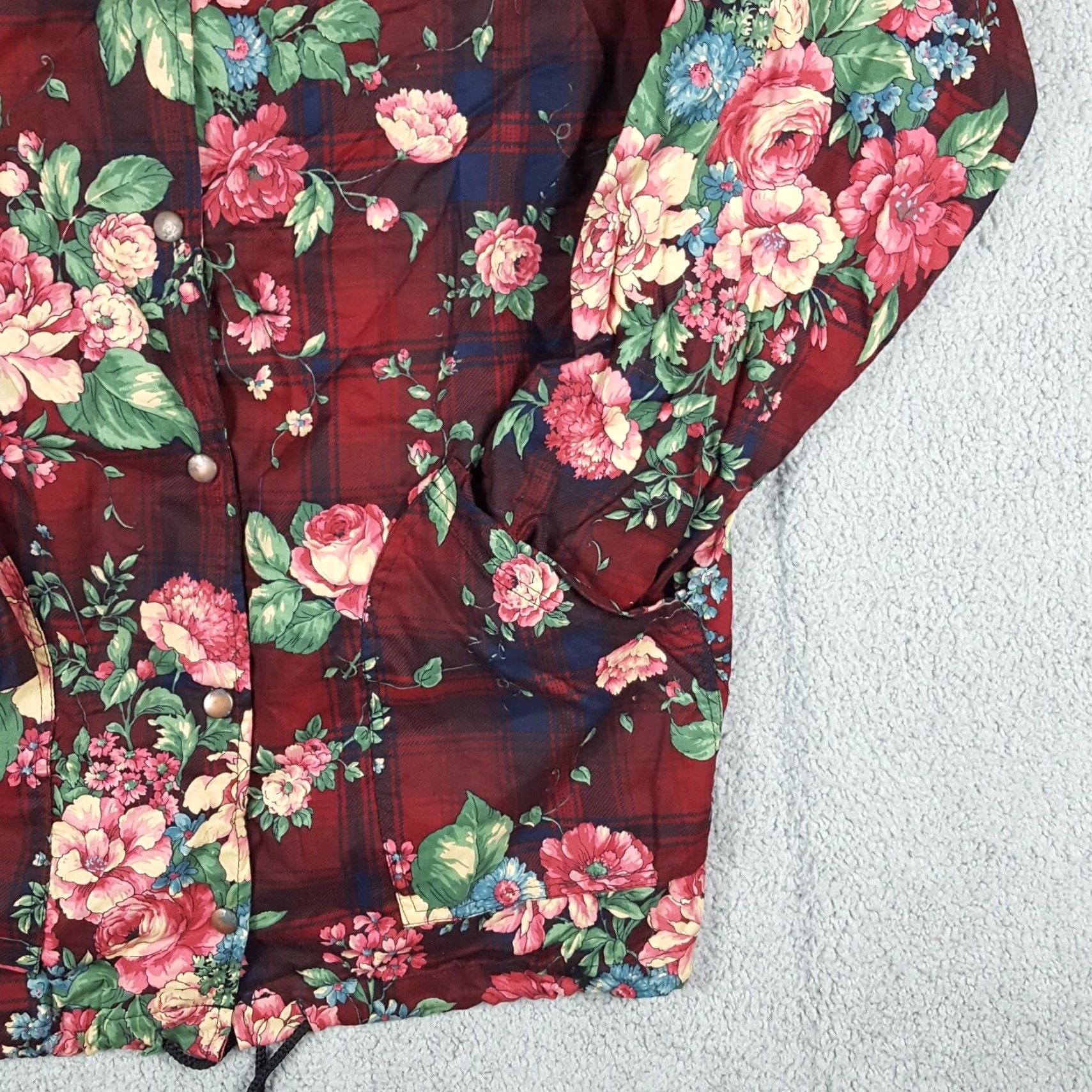 Pinko Vintage Infinity Chic 80s Women's Windbreaker Jacket M Pink Plaid Floral Casual Outdoor Y2K Size M / US 6-8 / IT 42-44 - 3 Thumbnail