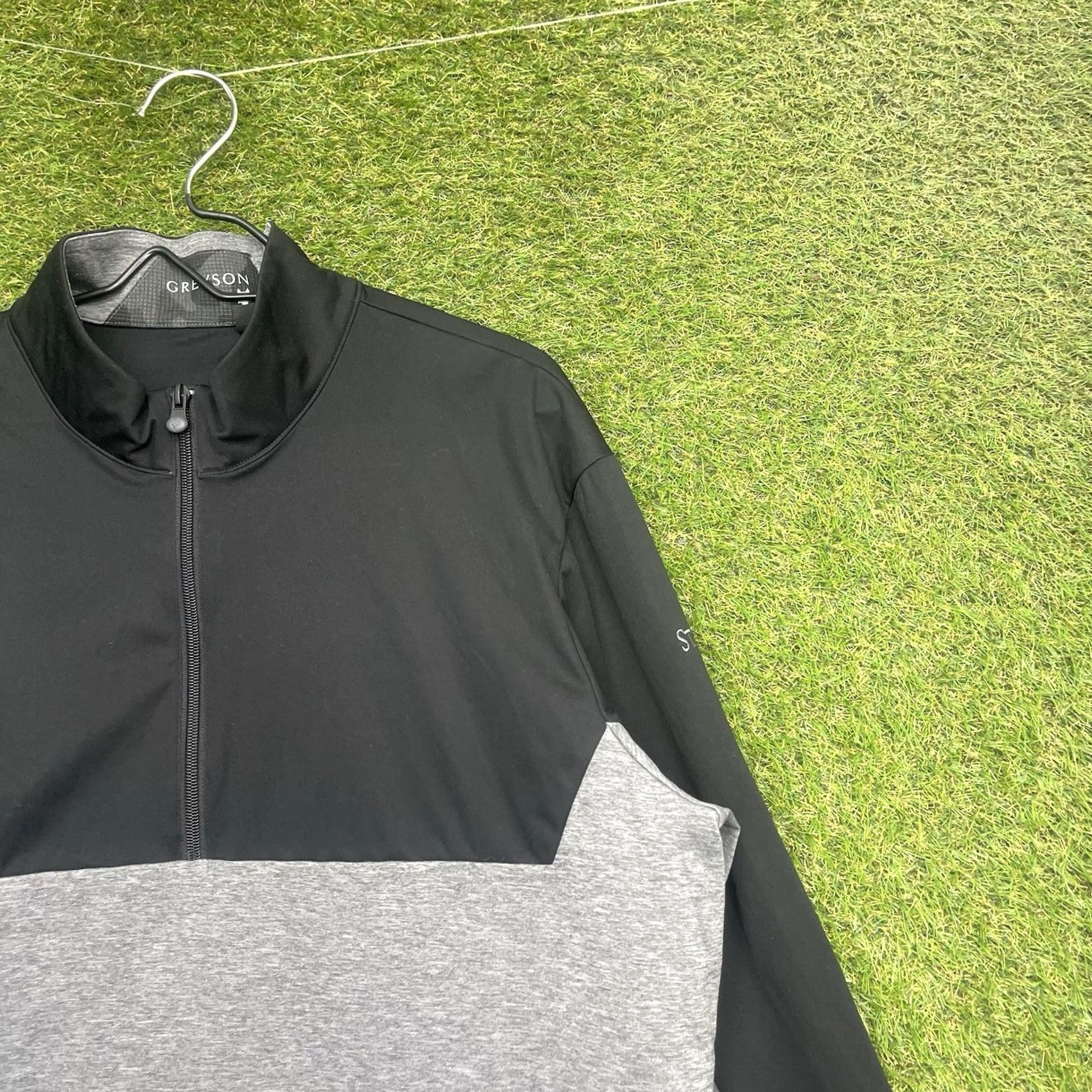 Vintage Greyson Comanche Jacket Mens L Gray 1/2 Zip 100% Polyester Waterproof Stand-Up Collar Modern Golf Performance Size US L / EU 52-54 / 3 - 2 Thumbnail