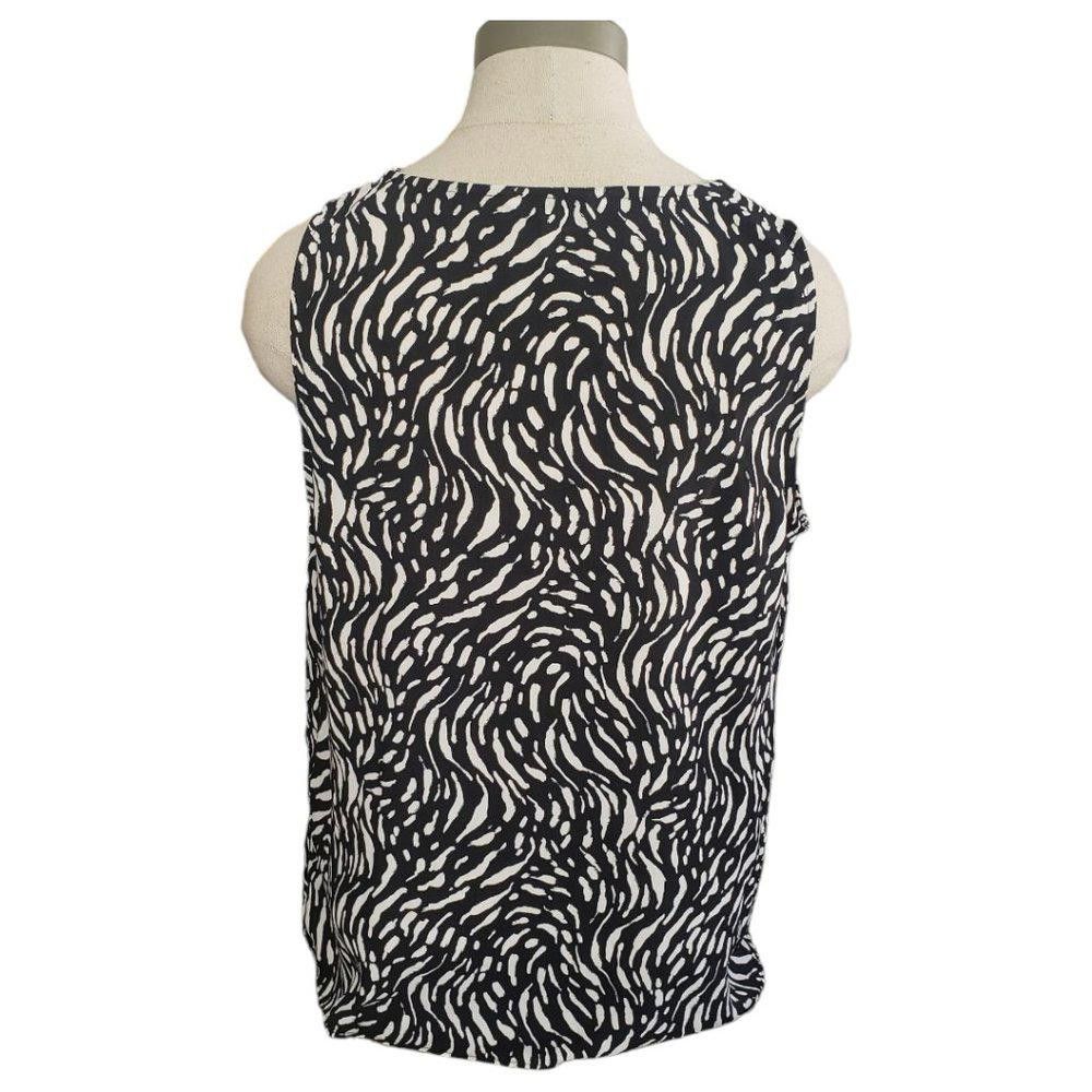 Nine West CT892 Nine West Black & White Sleeveless Blouse M Size M / US 6-8 / IT 42-44 - 2 Thumbnail