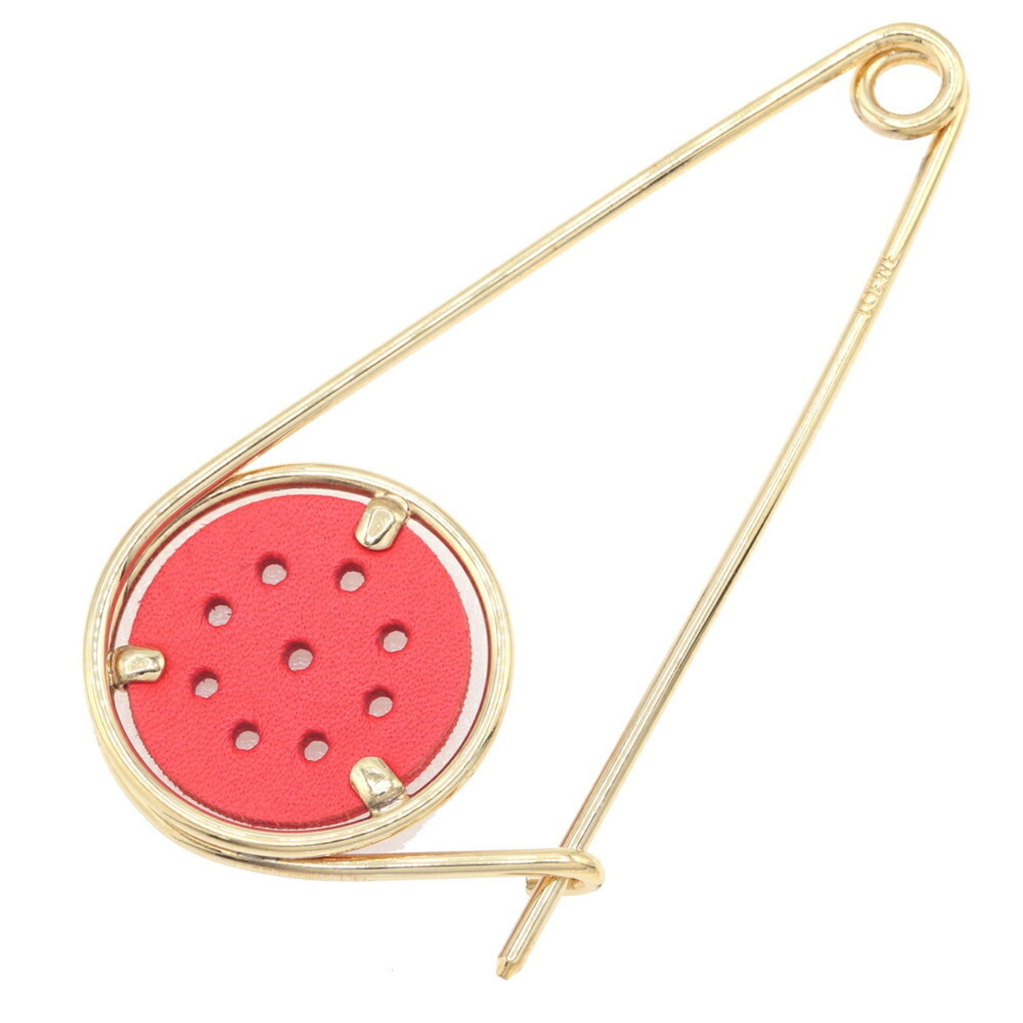 Loewe LOEWE Meccano Small Pin Brooch in Red Gold Leather and Metal for Women Size ONE SIZE - 1 Thumbnail