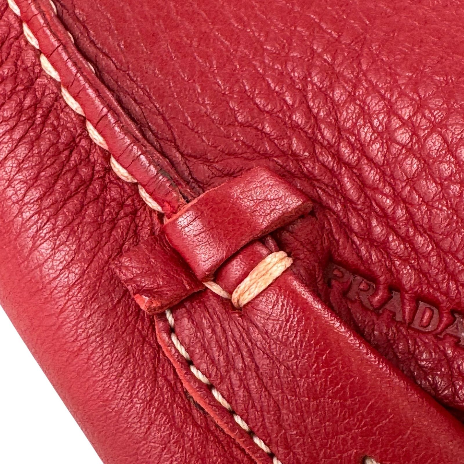 Prada Prada Red Pebbled Leather Loafers Size US 7 / IT 37 - 15 Thumbnail