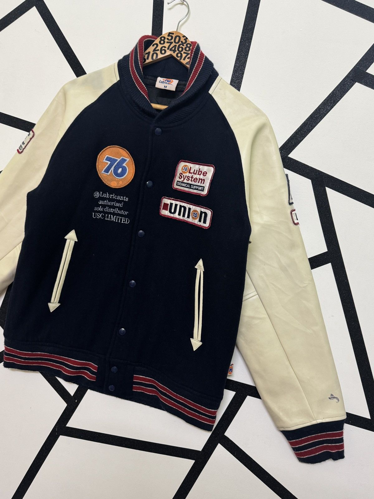 Japanese Brand Vintage 76 Lubricant Sistem Varsity Patches Leather Jackets Size US M / EU 48-50 / 2 - 4 Thumbnail
