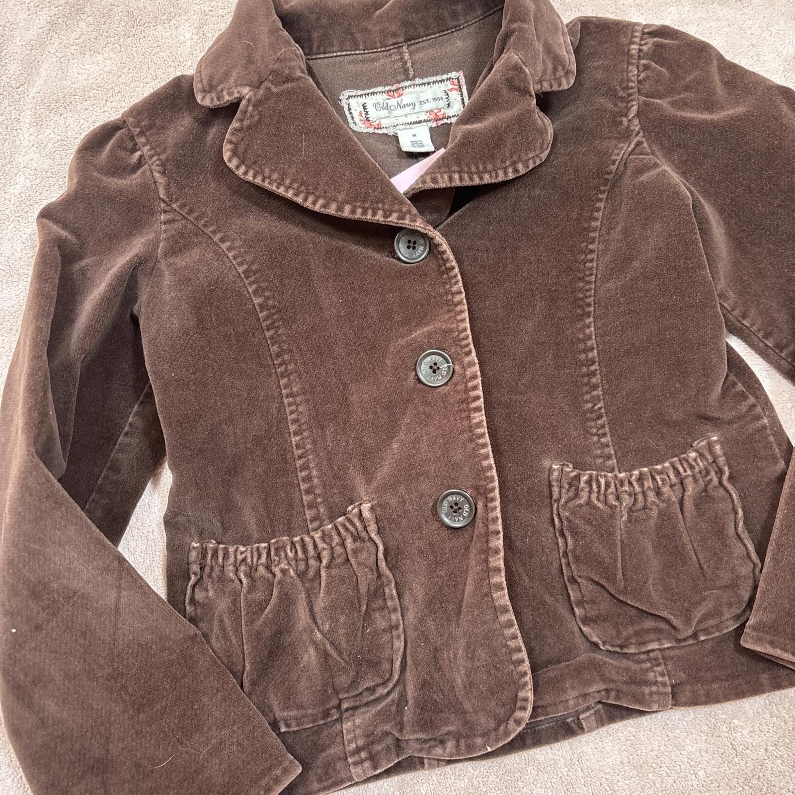 Old Navy y2k brown velvet cropped jacket Size M / US 6-8 / IT 42-44 - 3 Thumbnail
