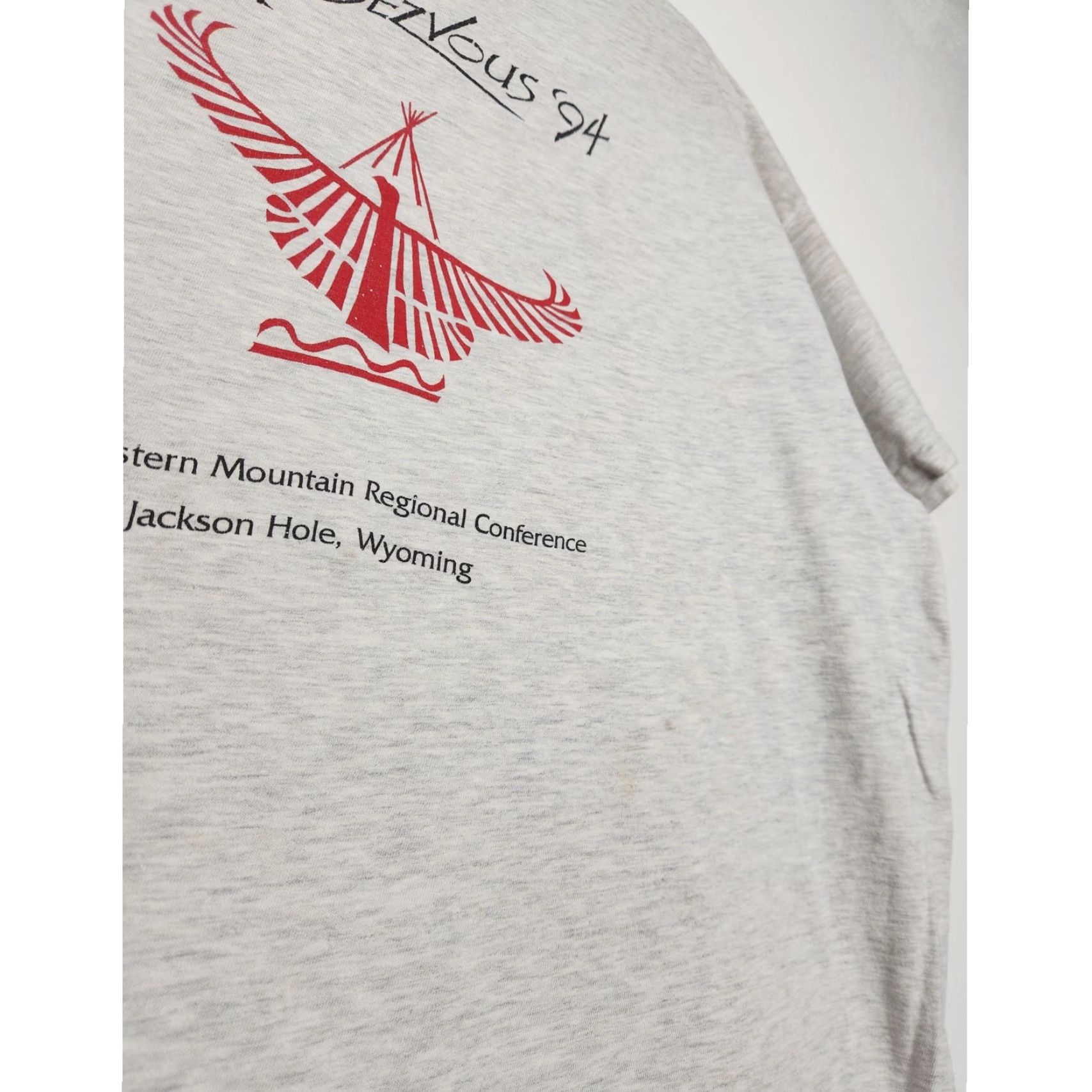 Vintage VINTAGE Rendezvous Wyoming AIA Western Eagle Grunge Distressed Worn Gray XL Unisex Adults Size US XL / EU 56 / 4 - 4 Thumbnail