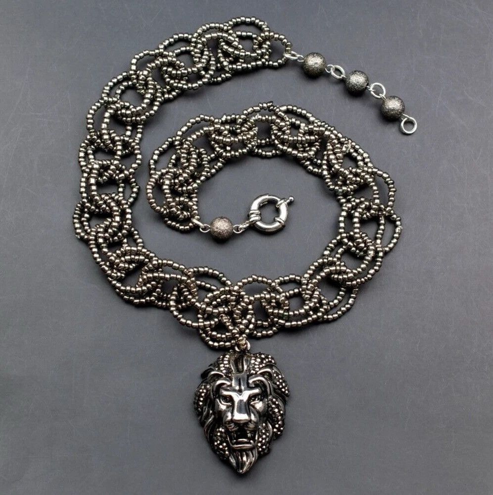 Other Lion head necklace large, extravagant eye catching necklace Size ONE SIZE - 4 Thumbnail