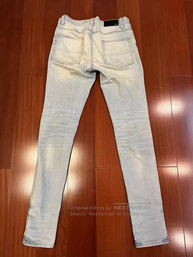 Amiri Amiri Classic Striped Glitter Destroyed Blue Bull Size 31 Size US 31 - 2 Thumbnail
