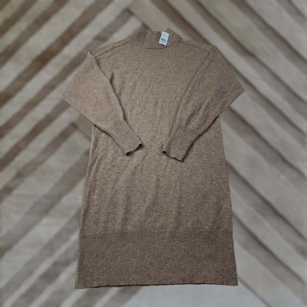 Ann Taylor NWT Ann Taylor 100% Cashmere Flecked Sweater Dress XS Petite Knit Cowlneck Size XS / US 0-2 / IT 36-38 - 1 Thumbnail