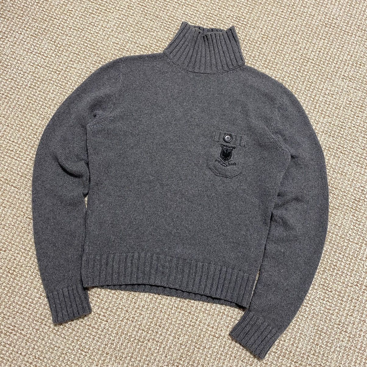 image of Cashmere Wool x Dsquared2 Turtleneck Wool Cashmere Ski Hood Sweater in Grey, Men's (Size Large)