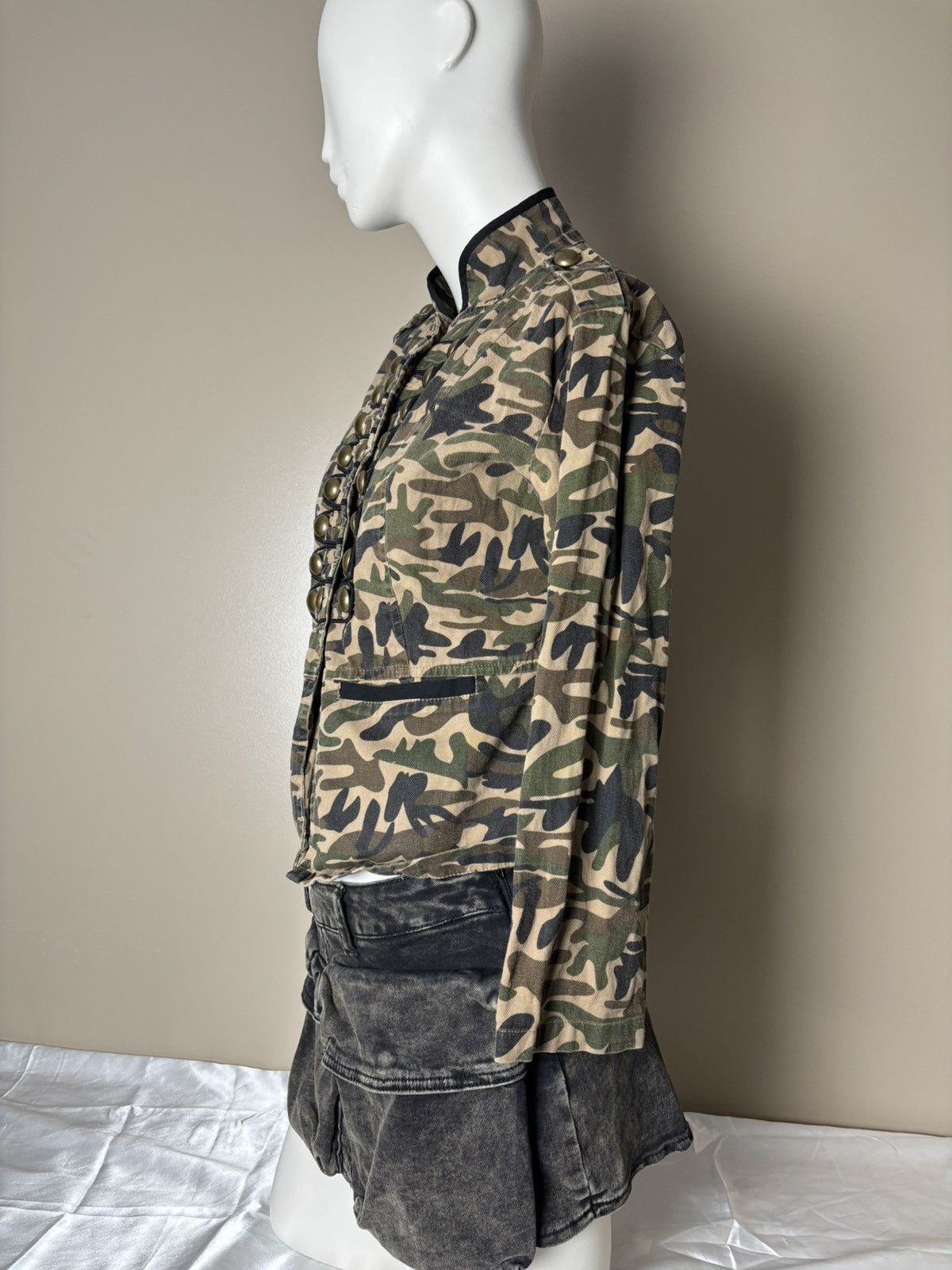 Japanese Brand × Vintage Vintage 2000s camo light jacket with buttons Allsaints style Size S / US 4 / IT 40 - 2 Thumbnail