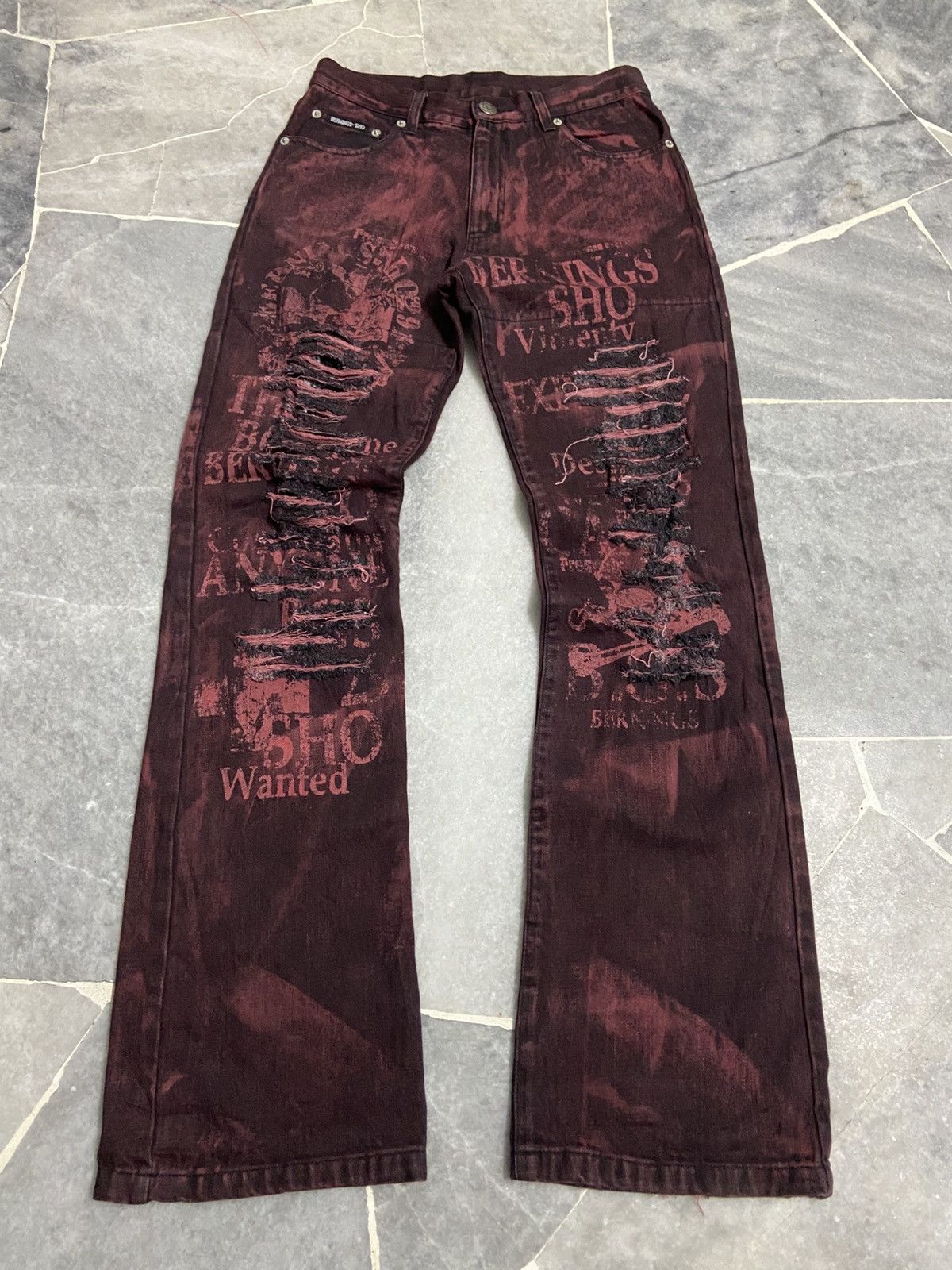 Japanese Brand BERNINGS SHO Punk Seditionaries Flare Distressed Jeans Size US 29 - 1 Thumbnail