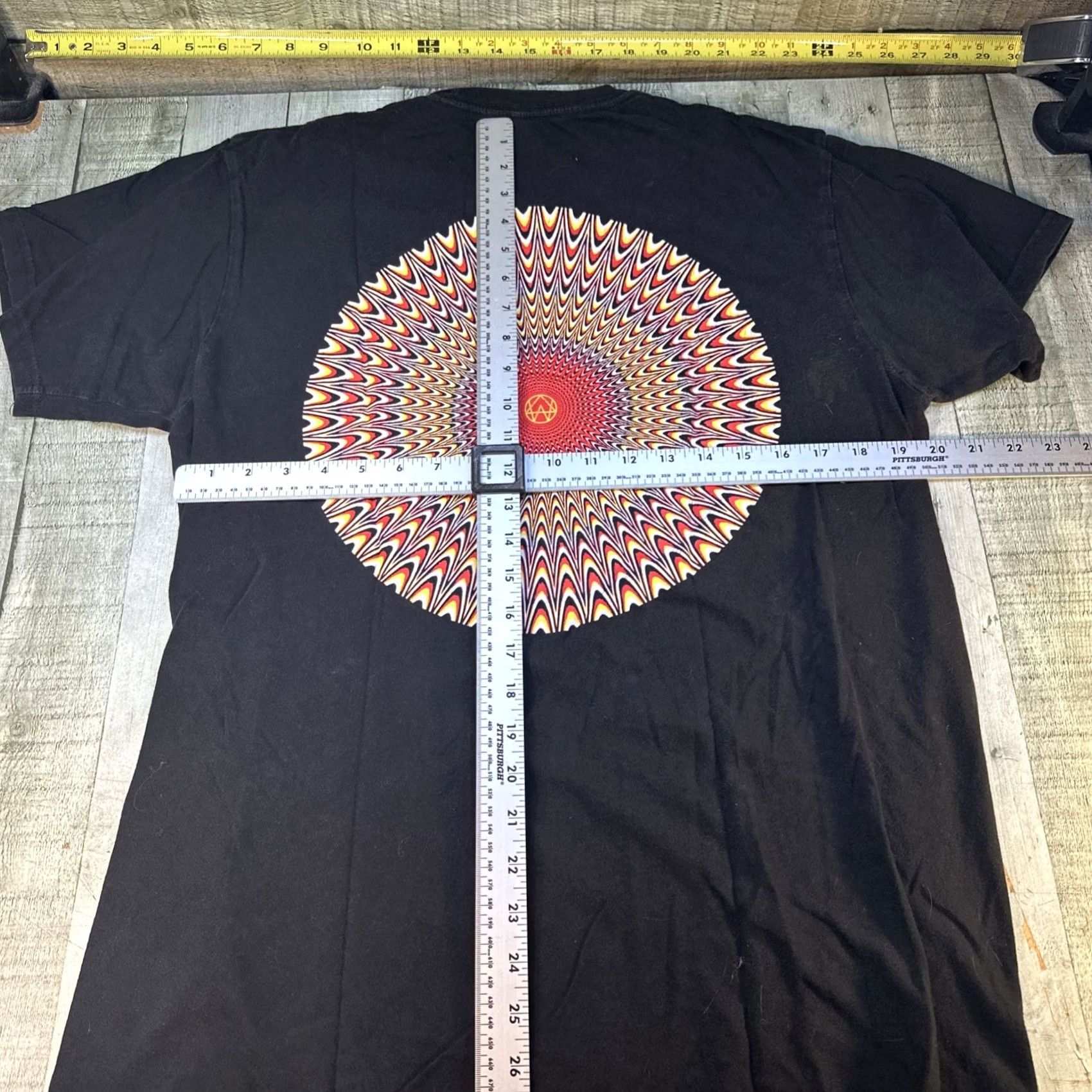 Vintage Trippy Optical Illusion Graphic Tee Large Black Psychedelic Streetwear Size US L / EU 52-54 / 3 - 3 Thumbnail