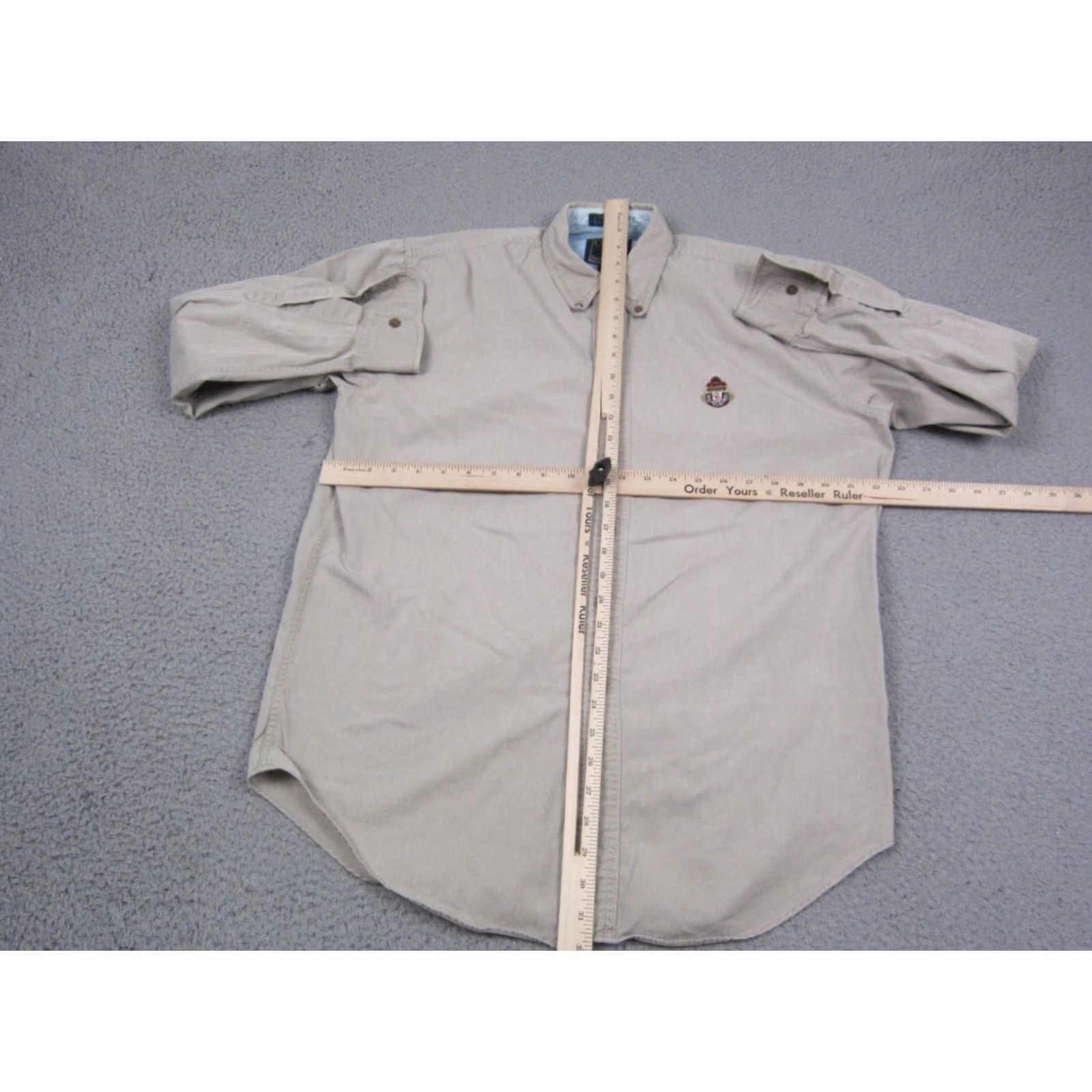 Chaps VINTAGE Chaps Shirt Mens M Beige Canvas Button-Down Crest 90s Ralph Lauren Shirt Mens Size US M / EU 48-50 / 2 - 7 Thumbnail