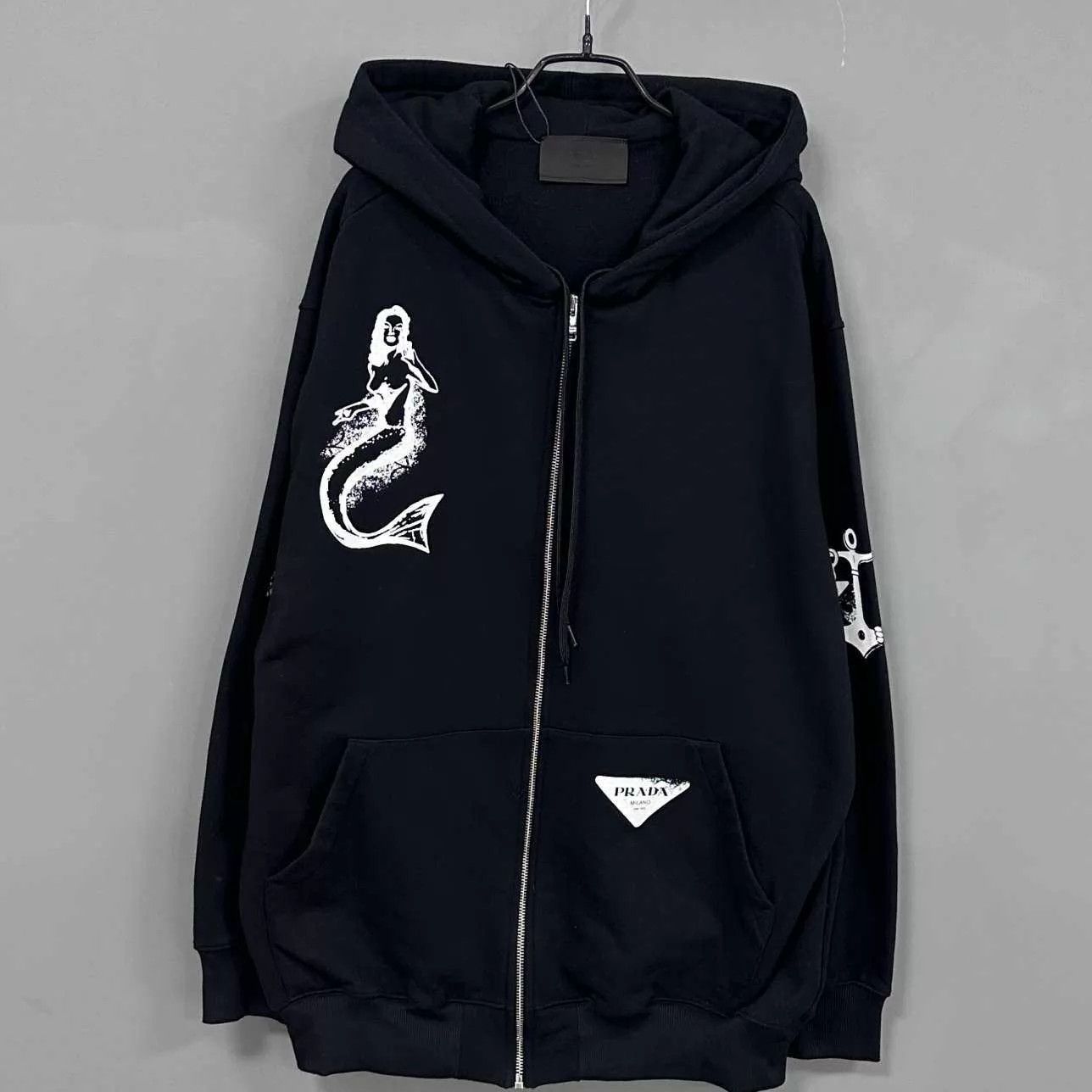 Prada Prada Triangle Plaque Logo Hooded Reversible Jacket | Grailed