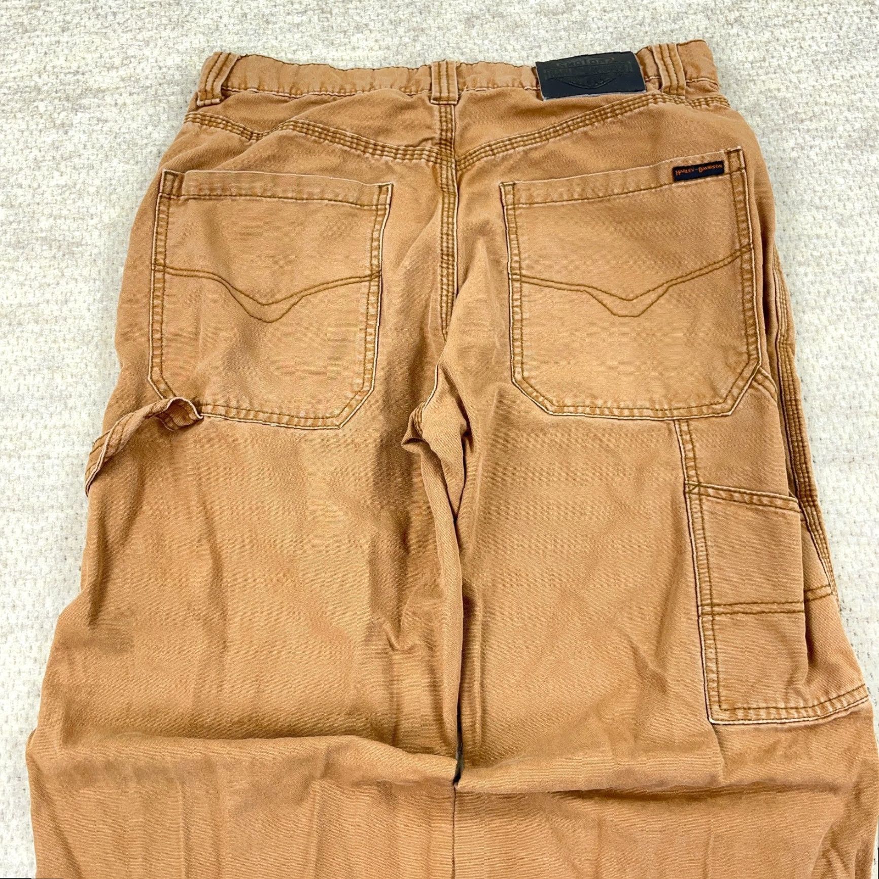 Harley Davidson VINTAGE Harley-Davidson Carpenter Pants Men 32x32 Brown Canvas Workwear Casual 90s/2000s Mens Brown 32x32 Carpent er Pants Size US 32 / EU 48 - 6 Thumbnail
