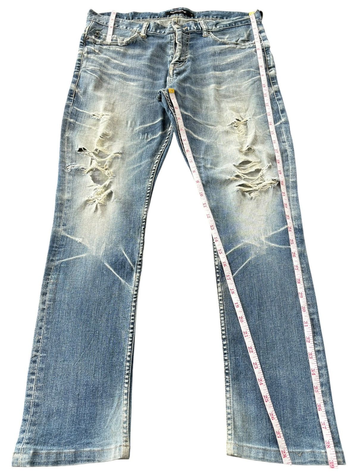 JACKROSE Vintage Japanese Jackrose Faded Wash Distress Slim Jeans Size US 34 / EU 50 - 8 Thumbnail