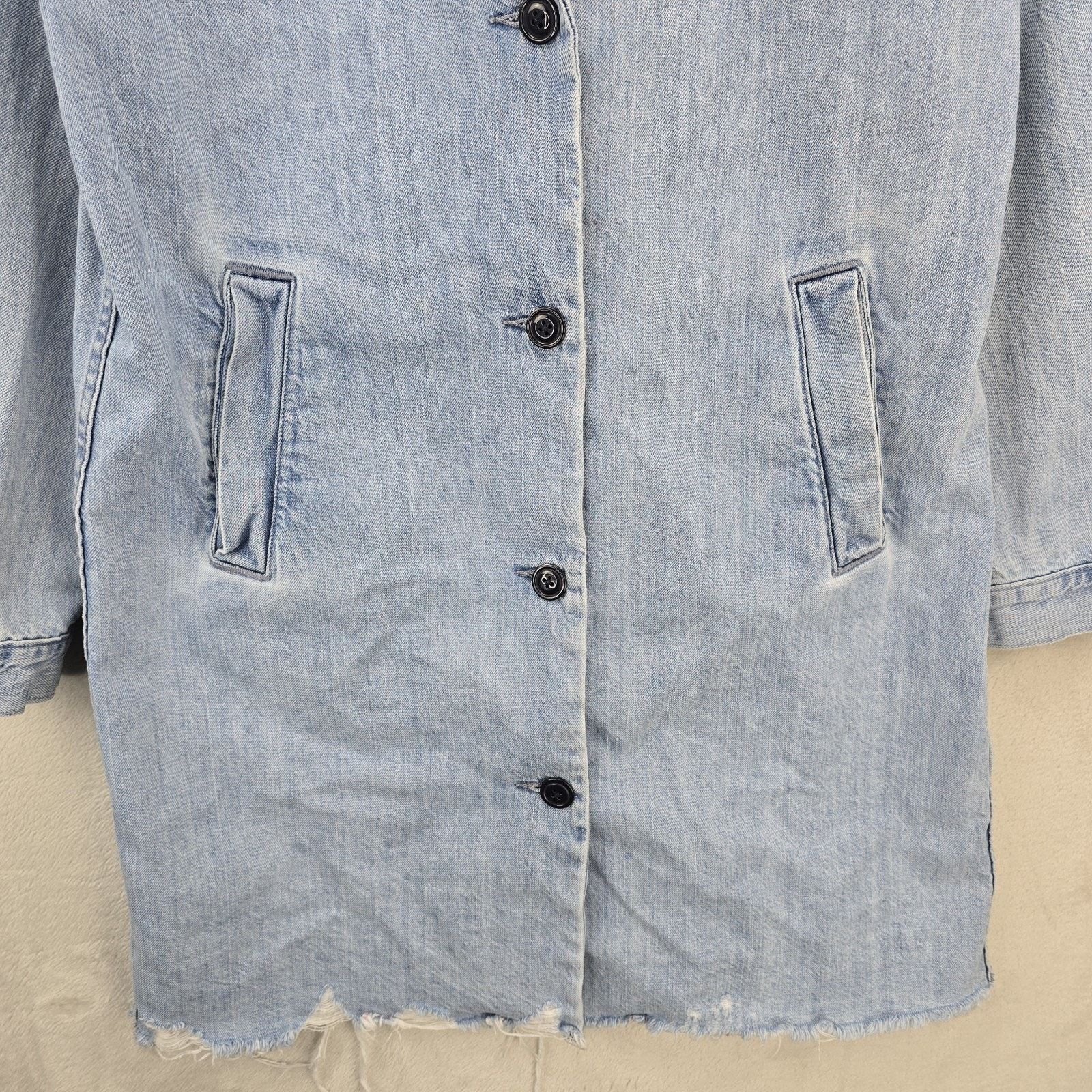 Levi's Levis Josette Duster Long Coat Medium Distressed Hem Western Size M / US 6-8 / IT 42-44 - 4 Thumbnail