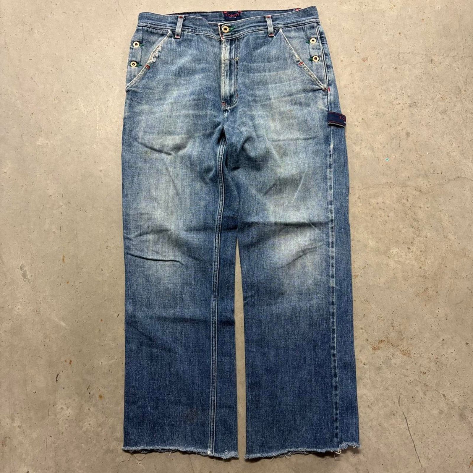 Tommy Hilfiger × Vintage Crazy Vintage 90s Tommy Hilfiger Carpenter Cropped Jeans Size US 33 - 1 Thumbnail