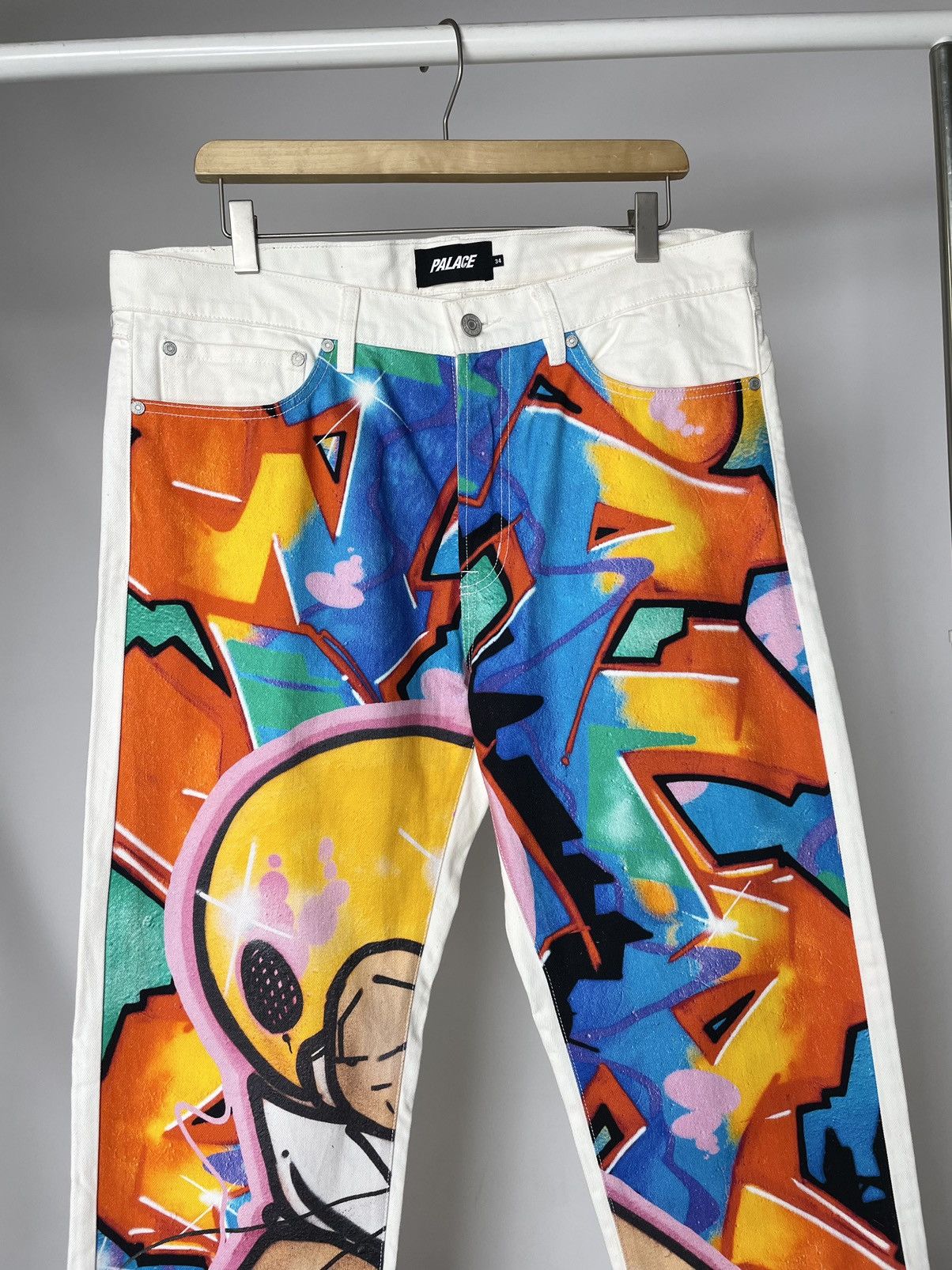 Palace Palace x Zomby DJ Graphic Printed Jeans Supreme White Pants Size US 34 / EU 50 - 5 Thumbnail