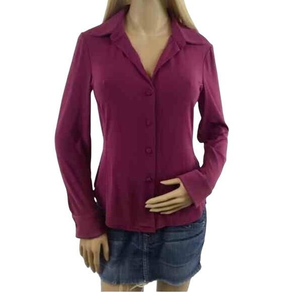 Emporio Armani VTG 90s Emporio Armani Button Front Oxblood Top | Office Sir Size L / US 10 / IT 46 - 2 Thumbnail