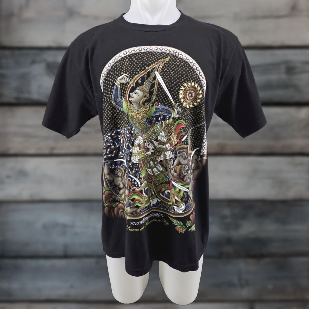 Vintage My Dreams Thailand Praram & Hanumarn Black T-Shirt Mens Large Crew Neck Short Sleeve Cotton Size US L / EU 52-54 / 3 - 1 Thumbnail