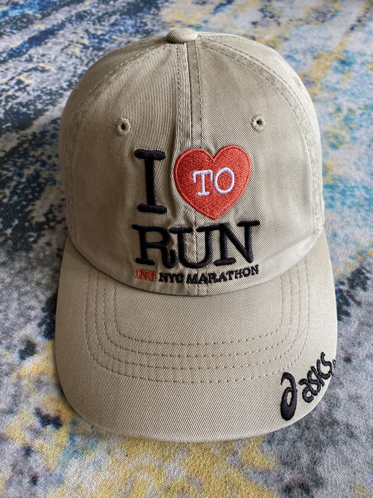 Asics × Japanese Brand × Vintage Vintage ASICS “I ❤️ to run” NYC cap Size ONE SIZE - 1 Thumbnail
