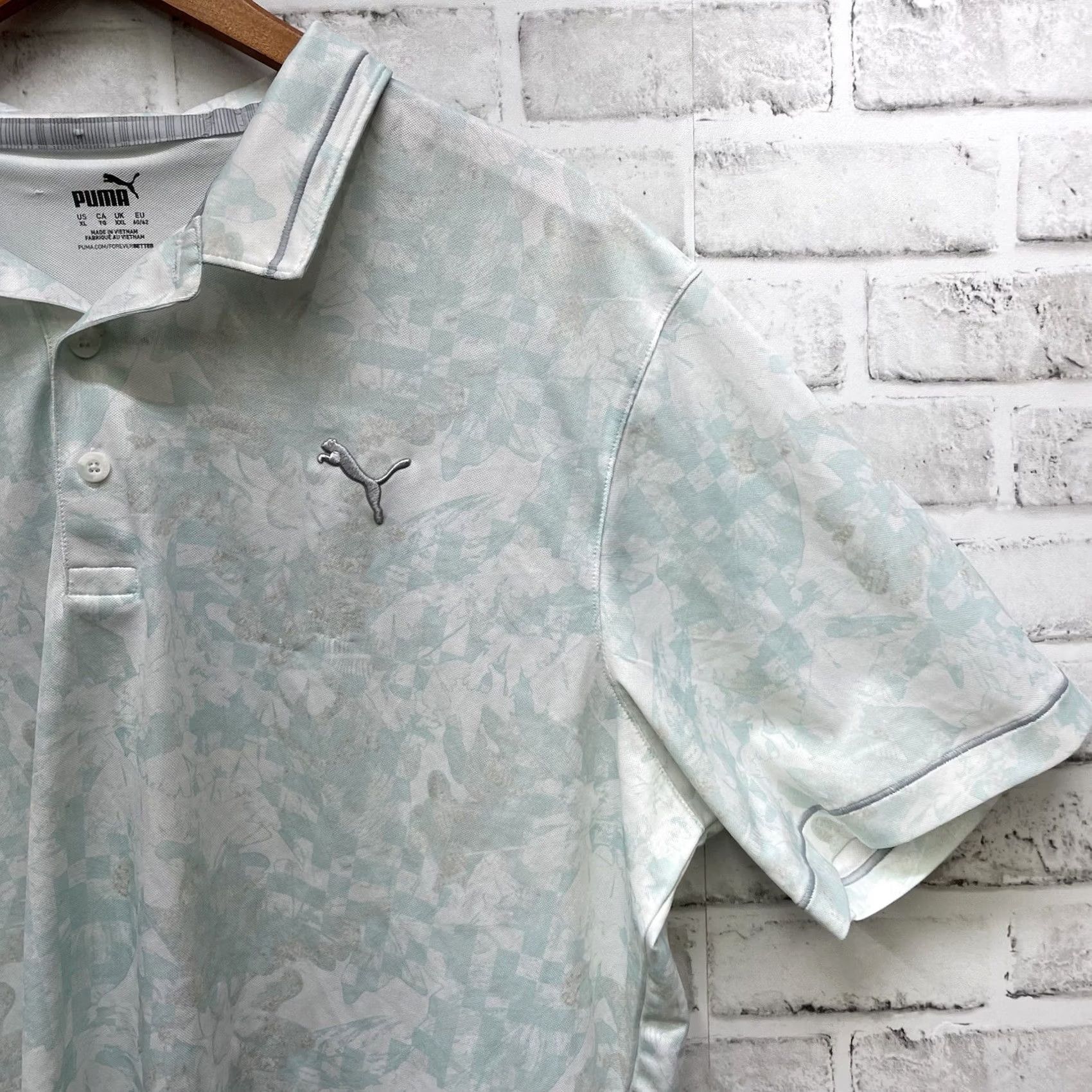 Puma Puma Polo Shirt Mens XL Blue Floral Print Athletic Stretchy Polo Shirt Size US XL / EU 56 / 4 - 2 Thumbnail