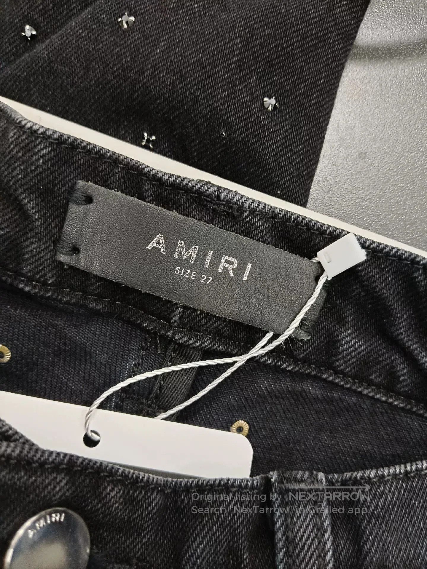 Amiri amiri black distressed denim jeans with rhinestones. Size US 27 - 3 Thumbnail