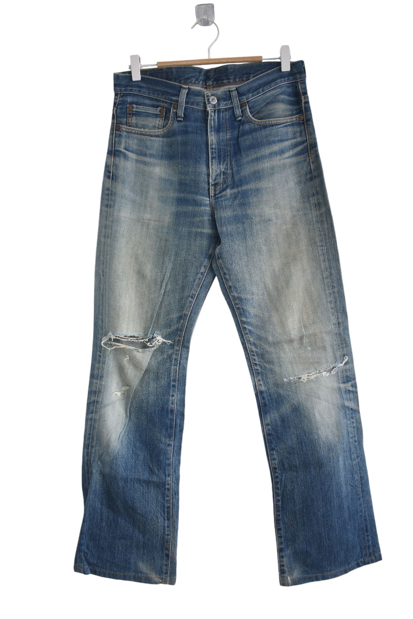 Schott × Vintage WIDE LEG 🔥 SCHOTT PERFECTO Distress Denim Jeans W31 Size US 31 - 1 Thumbnail