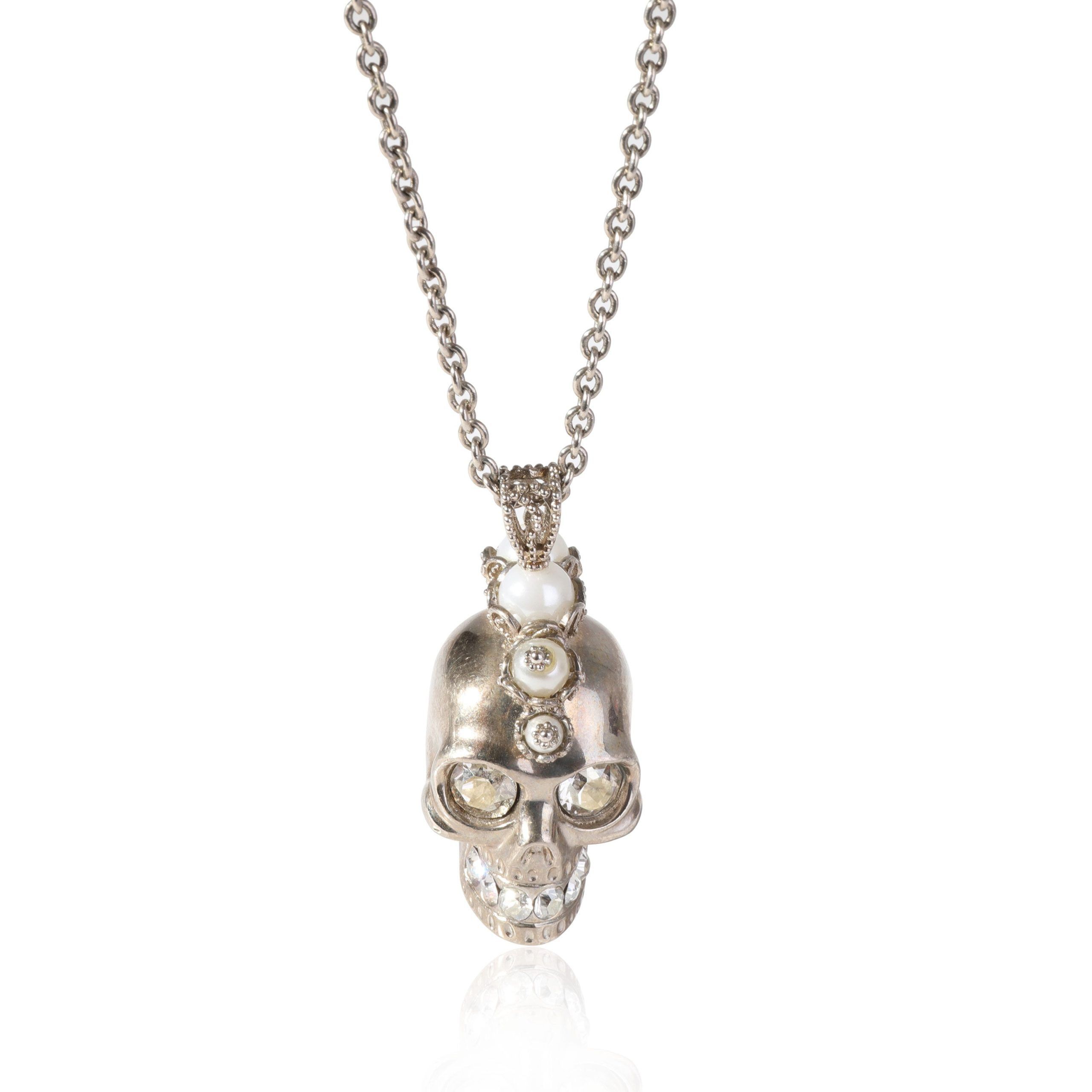image of Alexander Mcqueen Skull Pendant With Faux Crystals, Women's