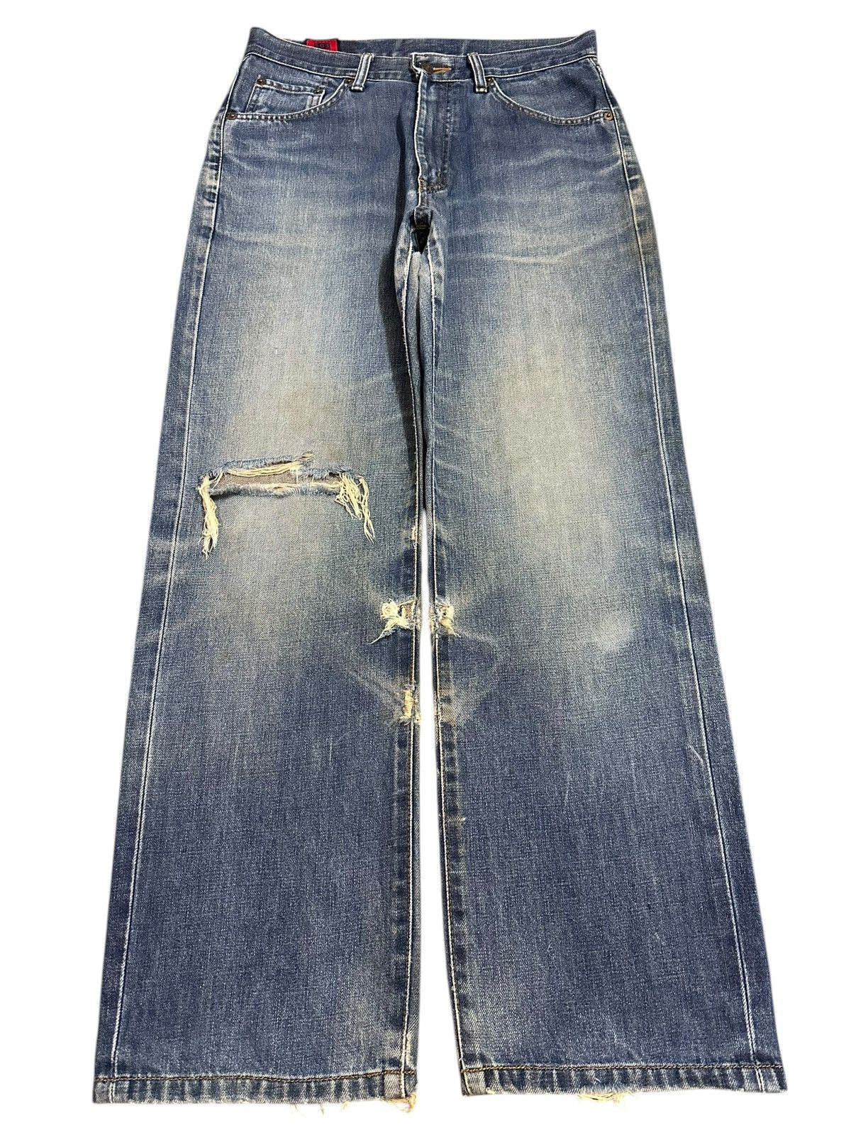 Edwin Vintage Edwin 503z Blue Faded Wash Distress Baggy Jeans Size US 31 - 1 Thumbnail