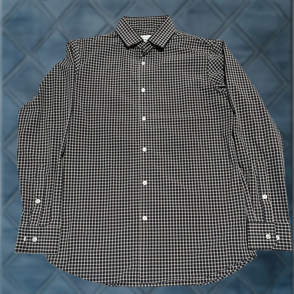 Mizzen+Main Mizzen+Main Shirt Mens Leeward Trim Fit Medium Blue and Burgundy Gingham Check Button-Up Long Sleeve Collared Twill Knit Size US M / EU 48-50 / 2 - 1 Thumbnail